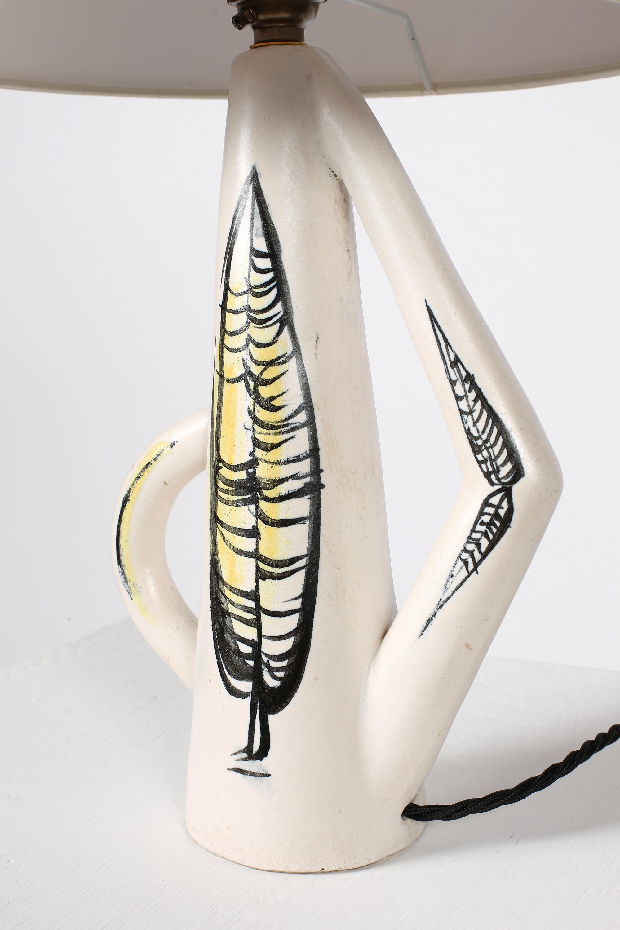Roger Capron French 1950s Foliate Table Lamp For Sale 1