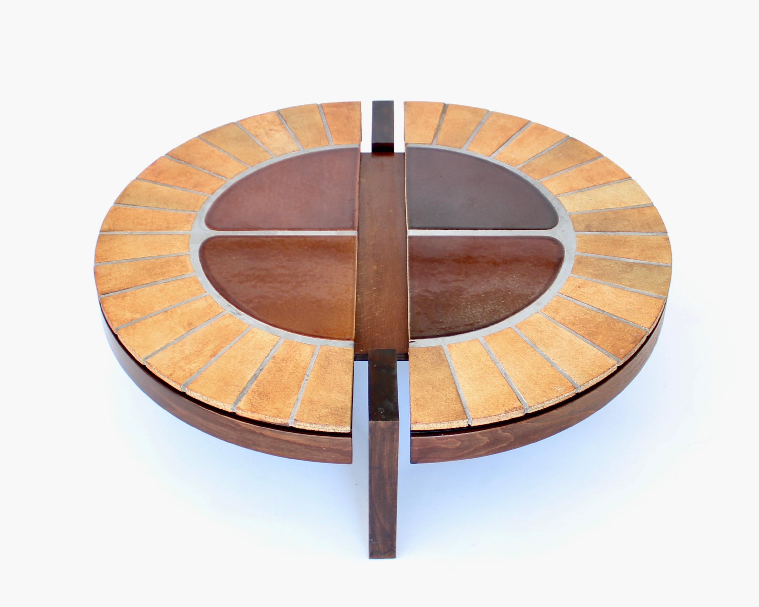 Roger Capron French Ceramic and Wood Coffee Table 5