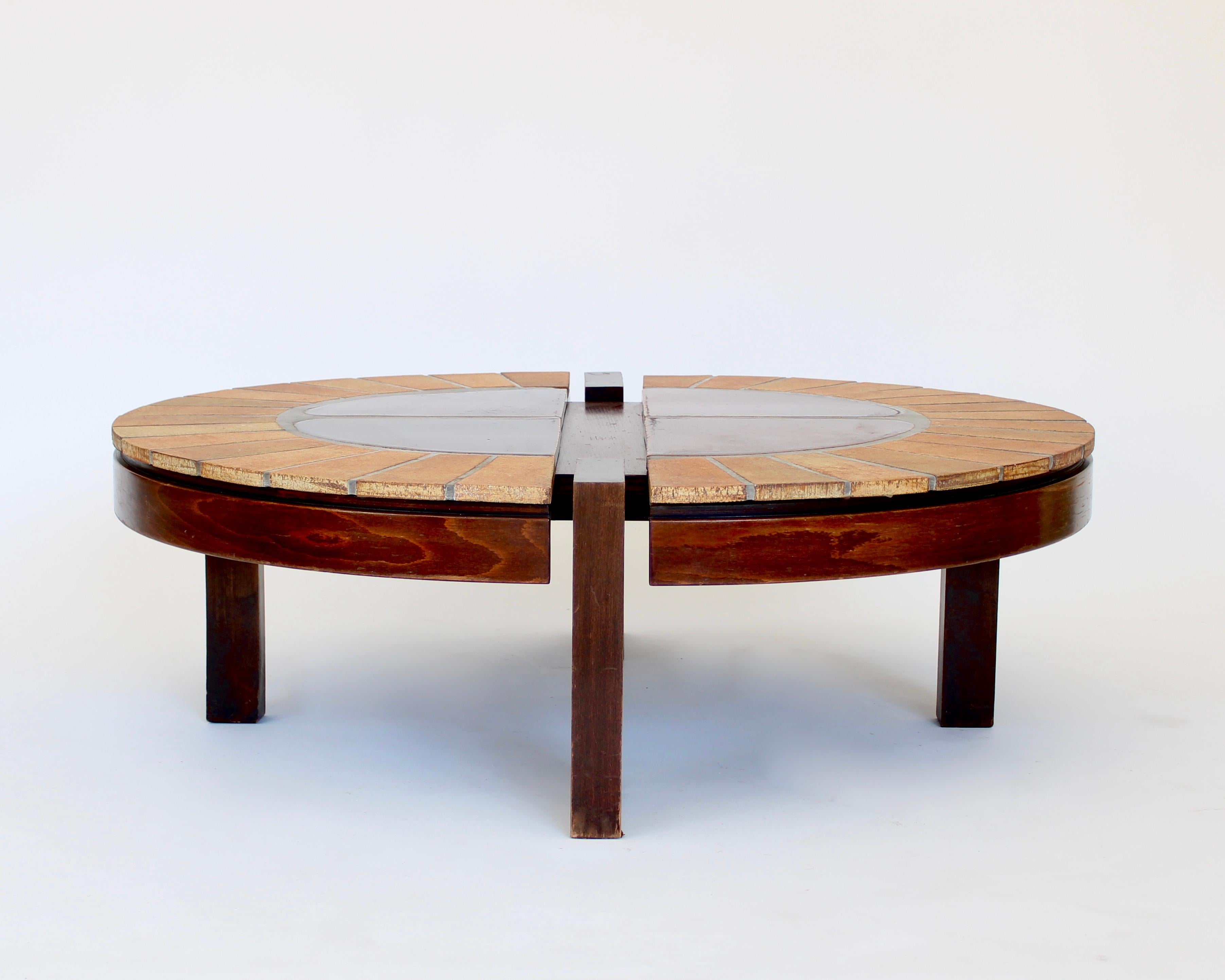 Roger Capron French Ceramic and Wood Coffee Table 1