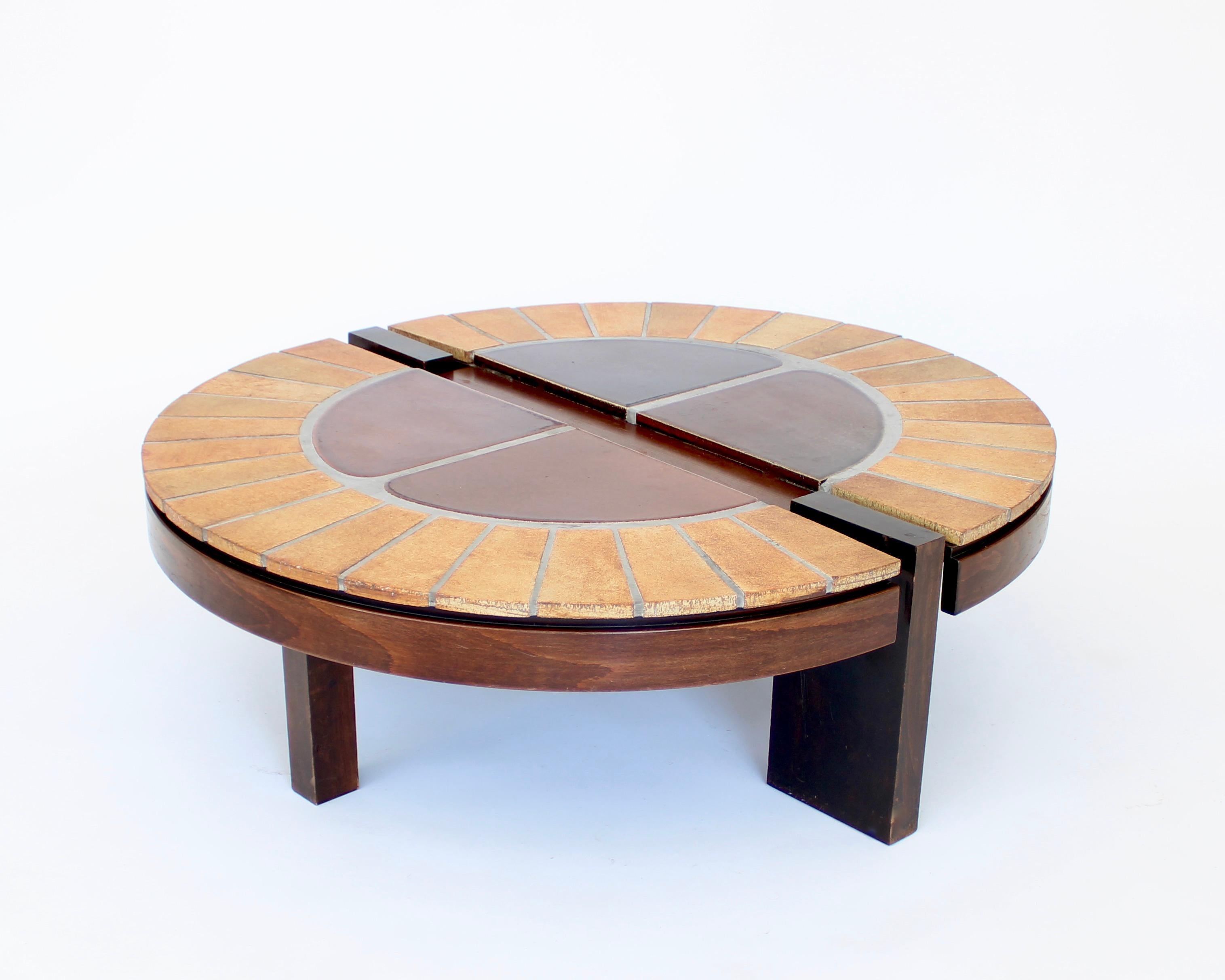 Roger Capron French Ceramic and Wood Coffee Table 3