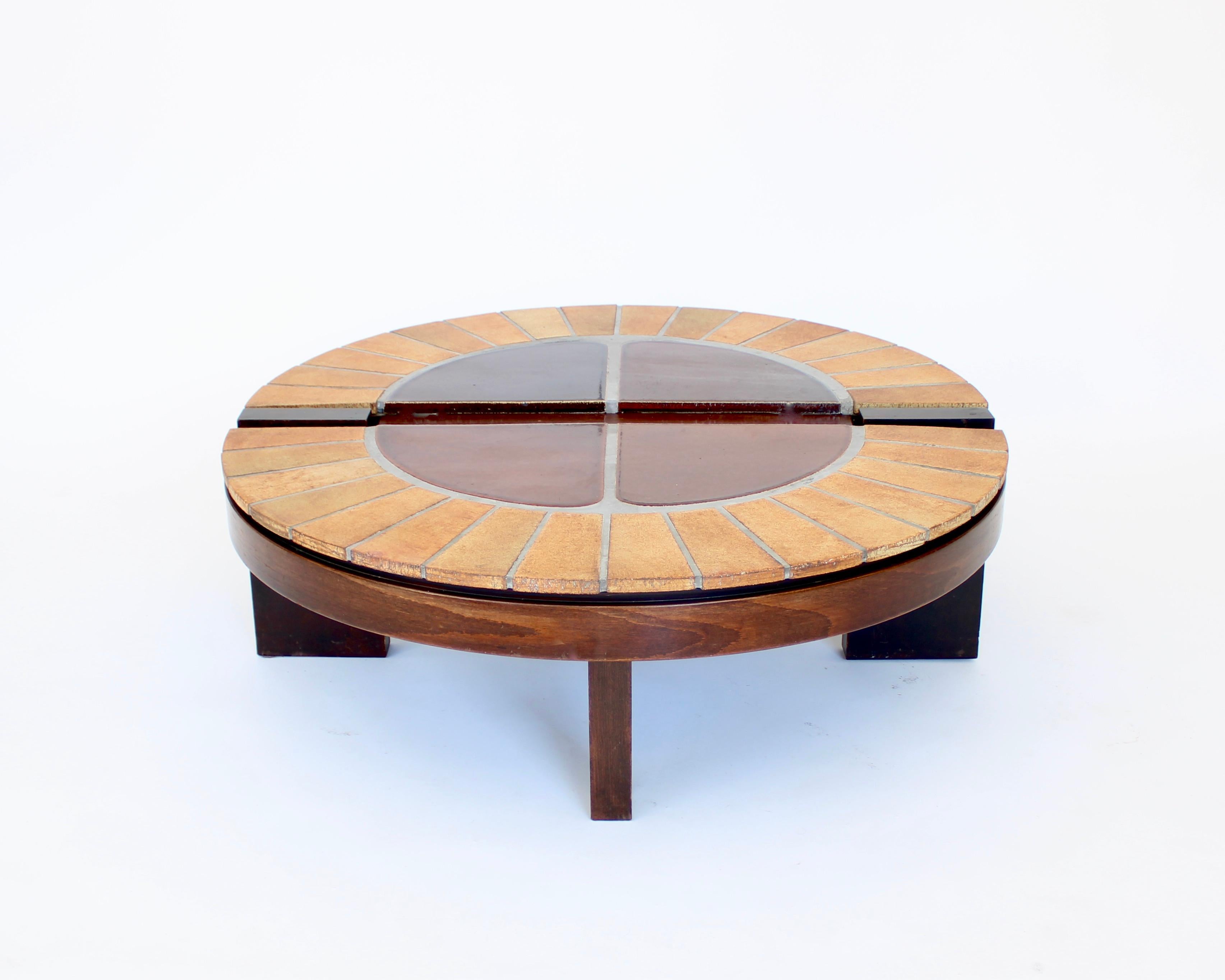 Roger Capron French Ceramic and Wood Coffee Table 4
