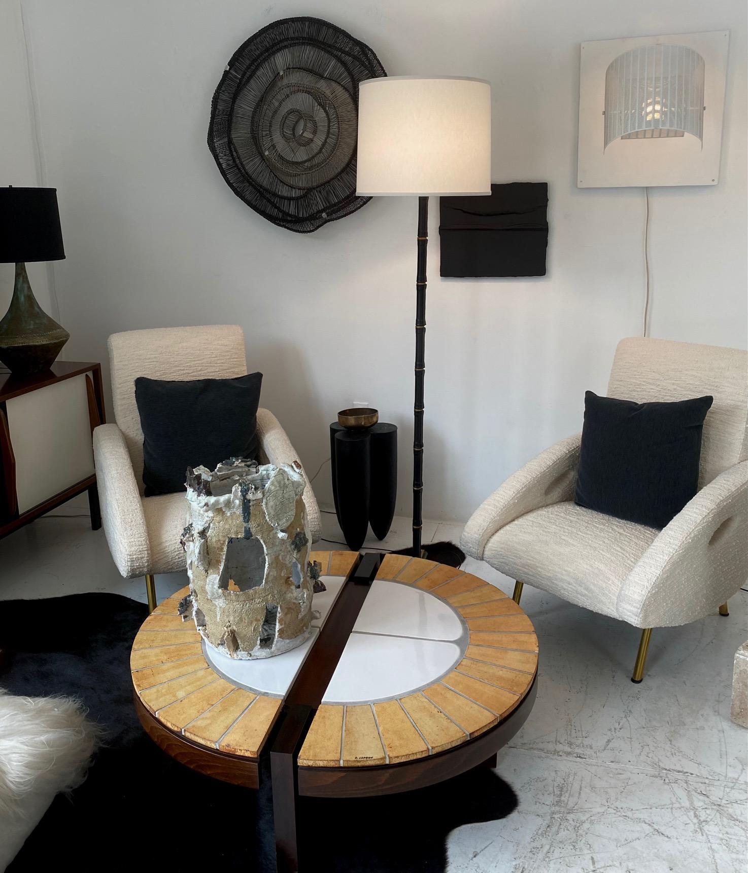 Roger Capron Table basse en céramique française et Wood Signée R Capron 3