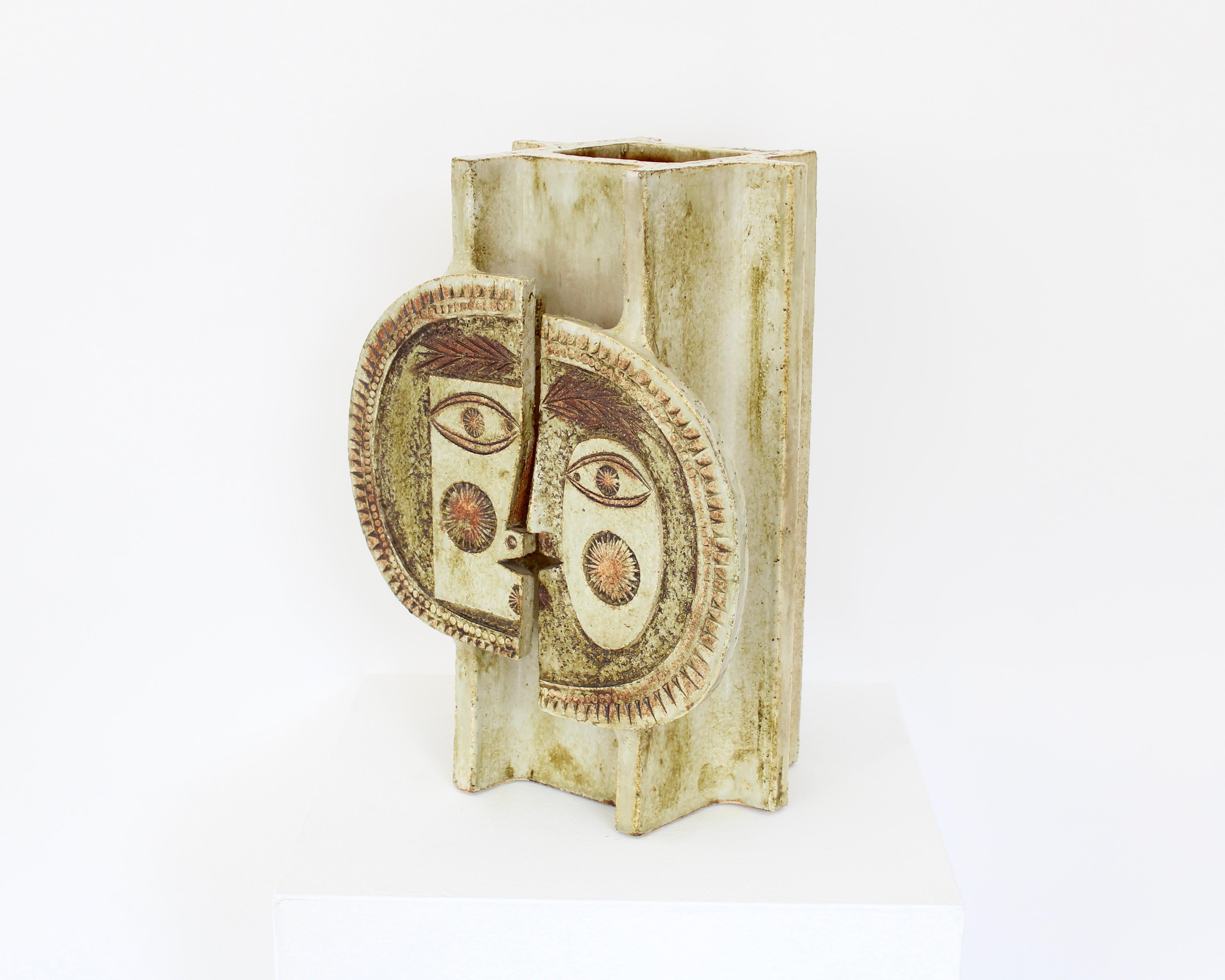 Roger Capron French Ceramic Artist Vase Day and Night Vallauris, France c 1970 For Sale 5