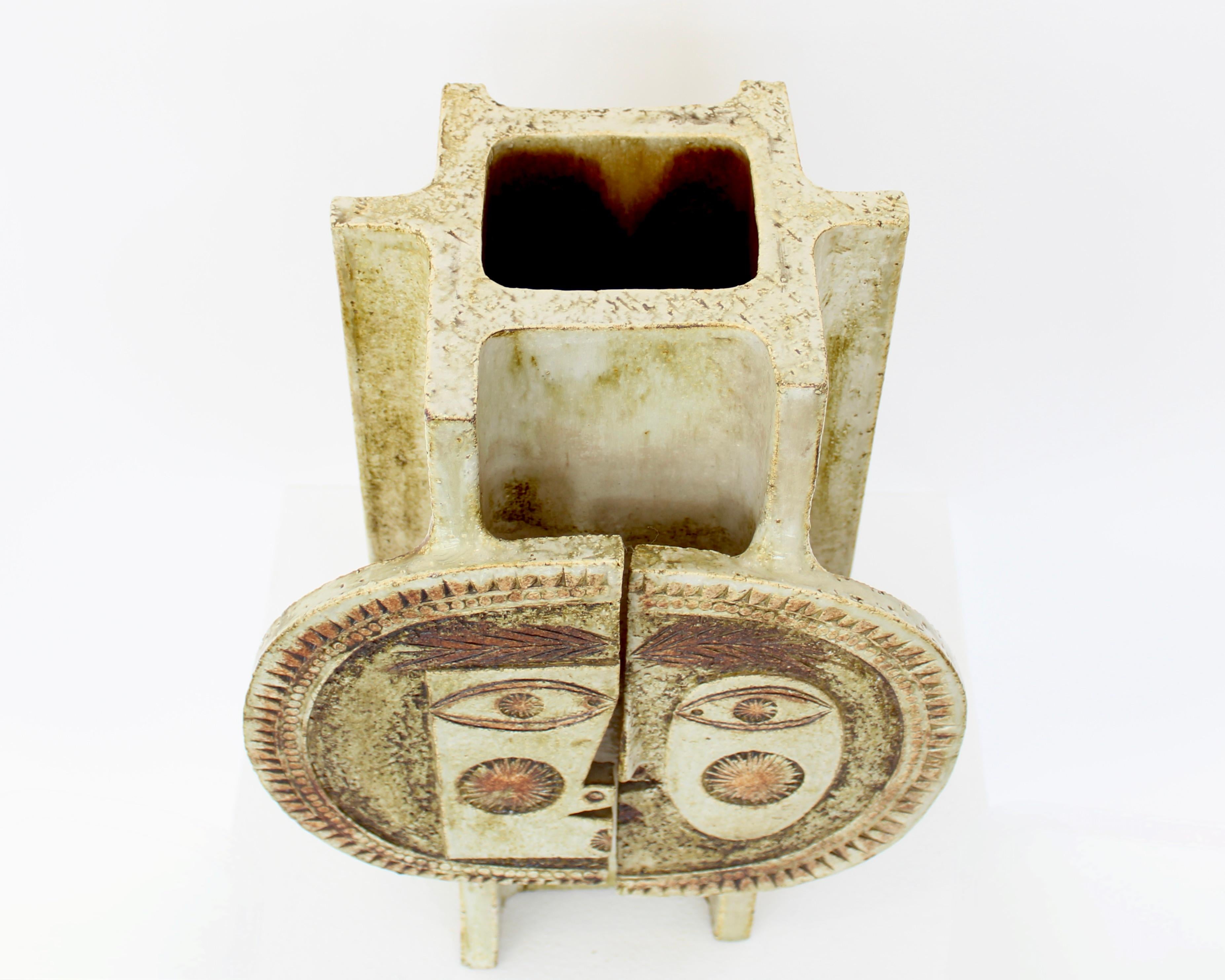 Roger Capron French Ceramic Artist Vase Day and Night Vallauris, France c 1970 For Sale 7