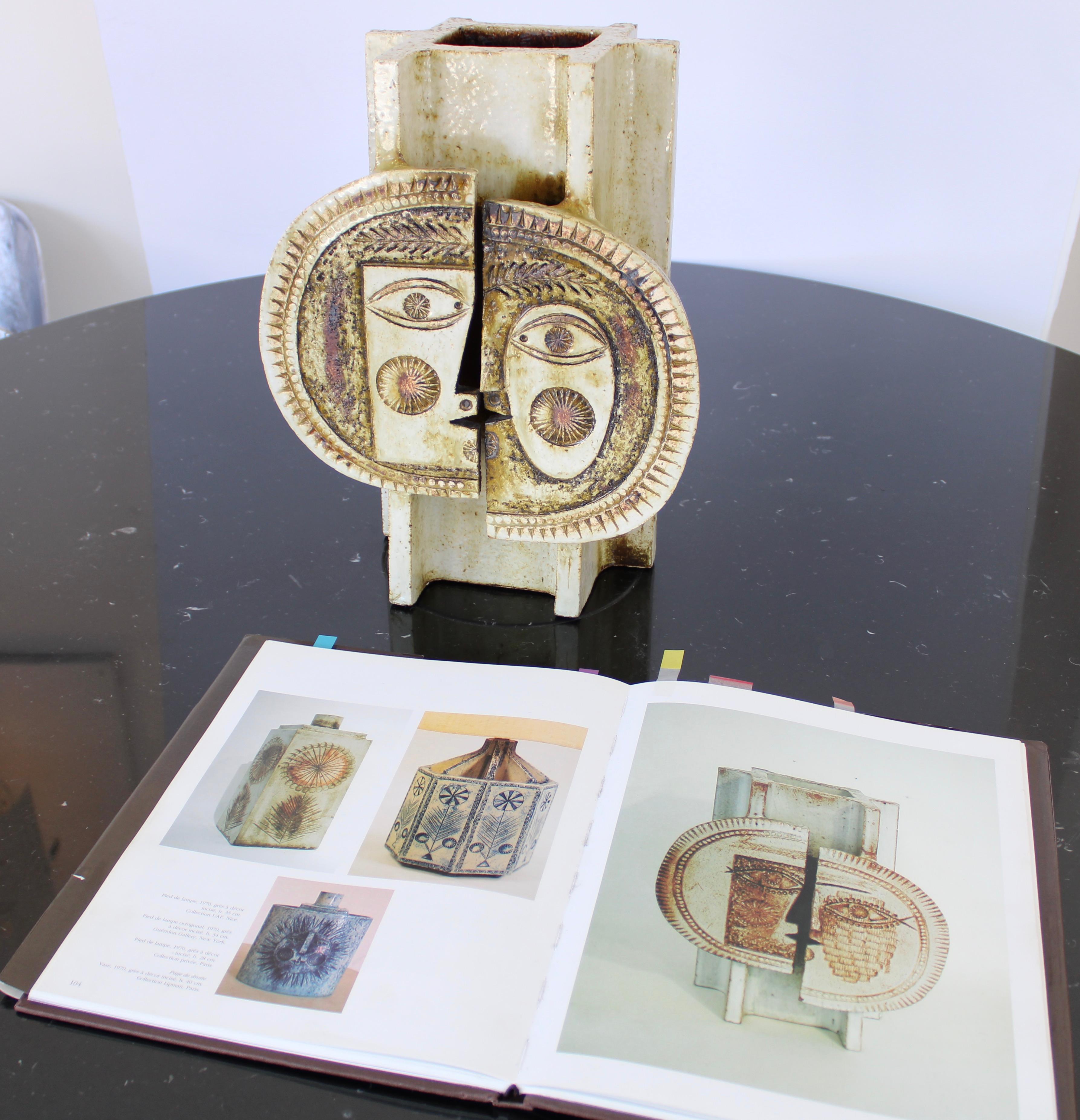 Roger Capron French Ceramic Artist Vase Day and Night Vallauris, France c 1970 For Sale 11