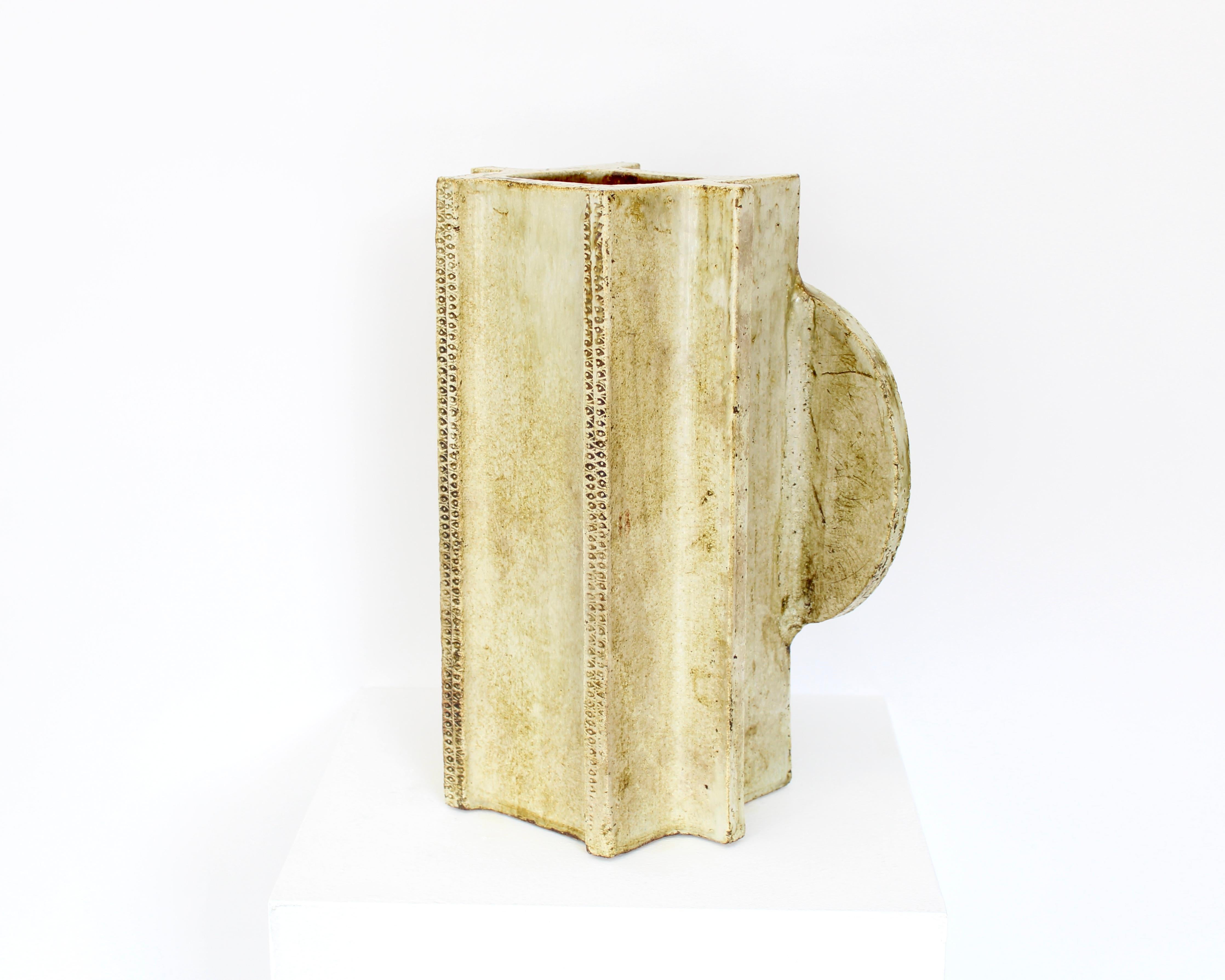 Late 20th Century Roger Capron French Ceramic Artist Vase Day and Night Vallauris, France c 1970 For Sale