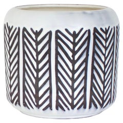 Roger Capron Cache-pot ou vase en céramique noire et blanche, vers 1956