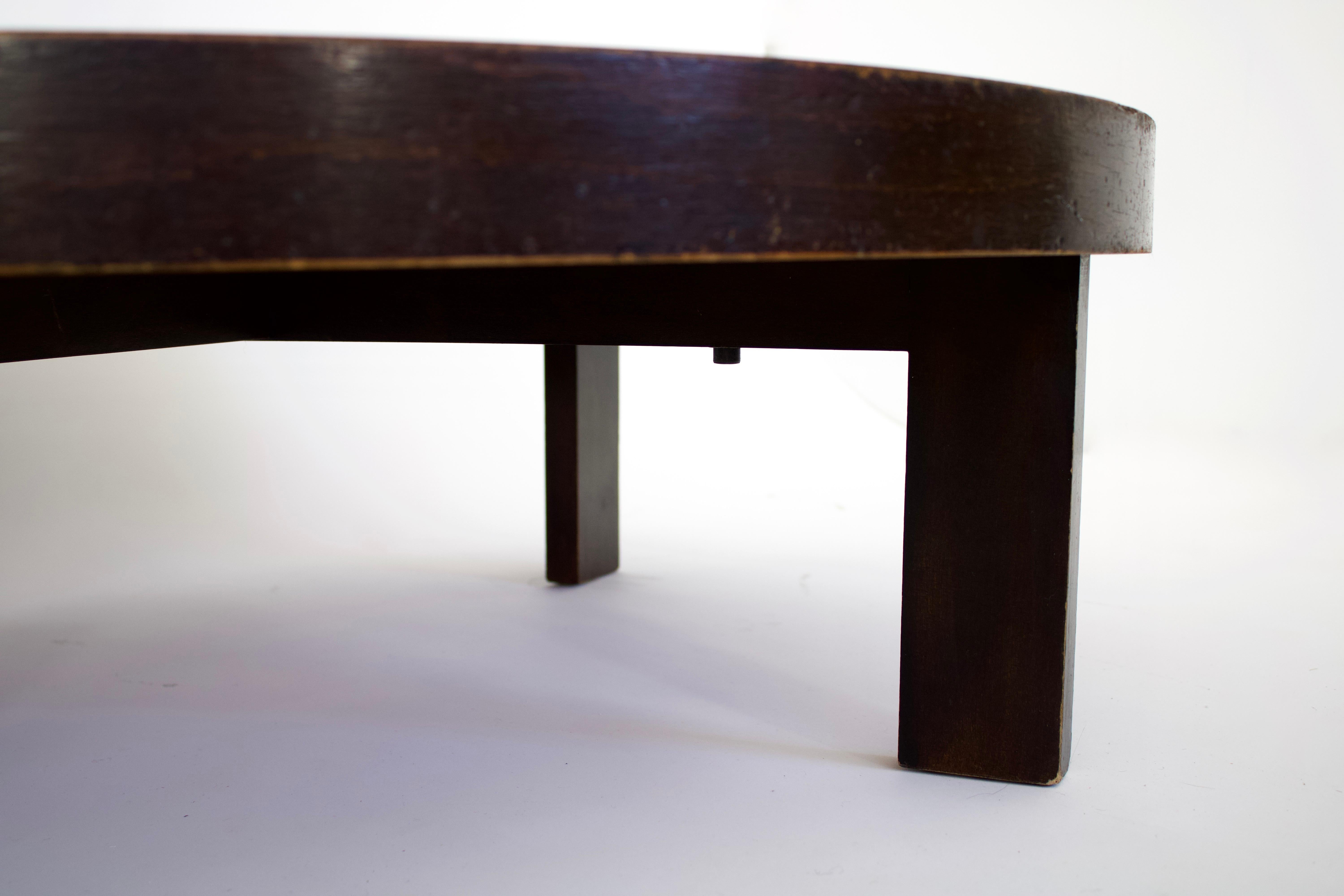 Table basse ovale en céramique française Roger Capron avec décorations en feuilles en vente 6