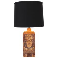 Roger Capron Französische Keramik-Tischlampe, Bild einer Frau, um 1977