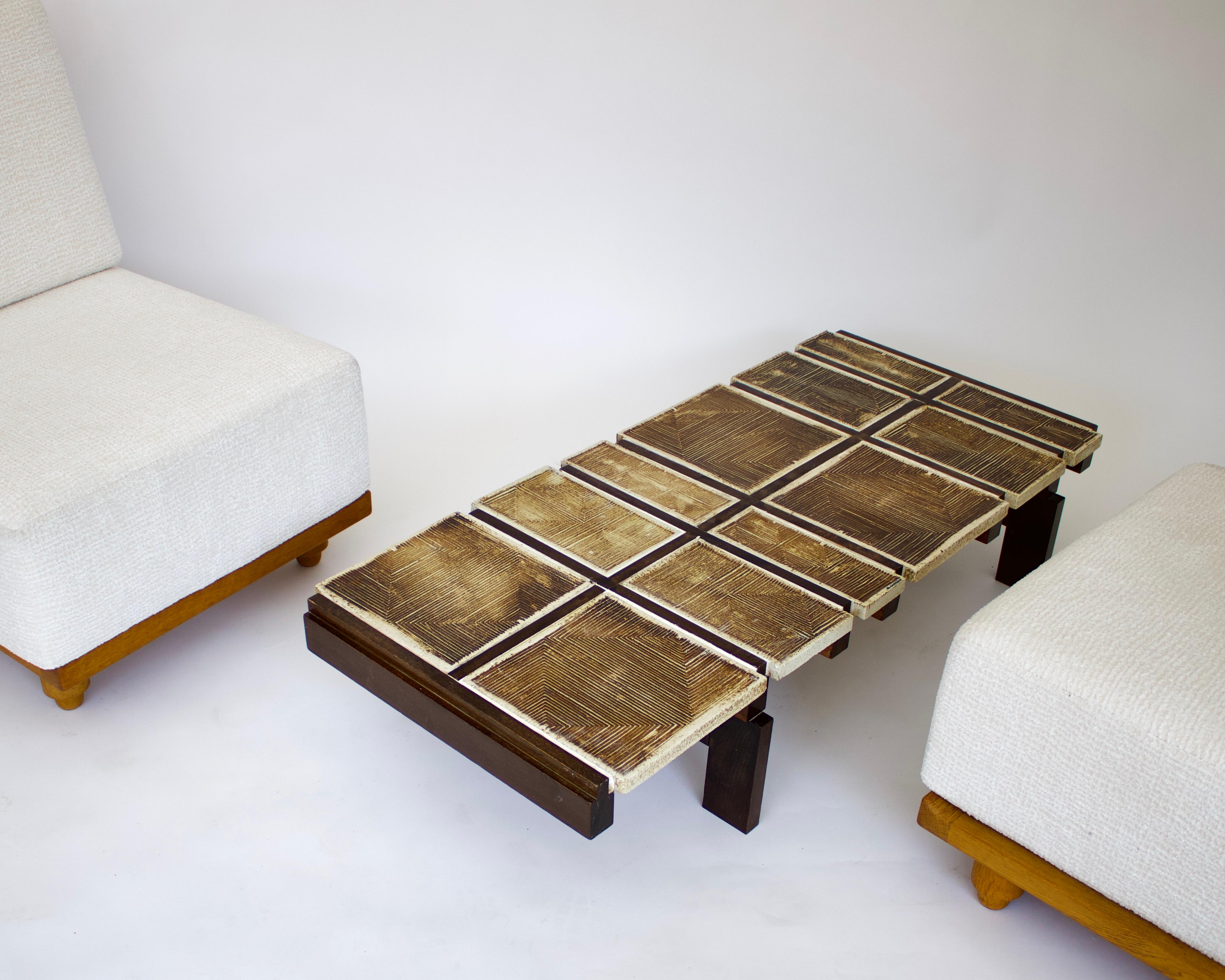 Roger Capron French Ceramic Tile Coffee Table Model Alouette Vallauris C 1970 12