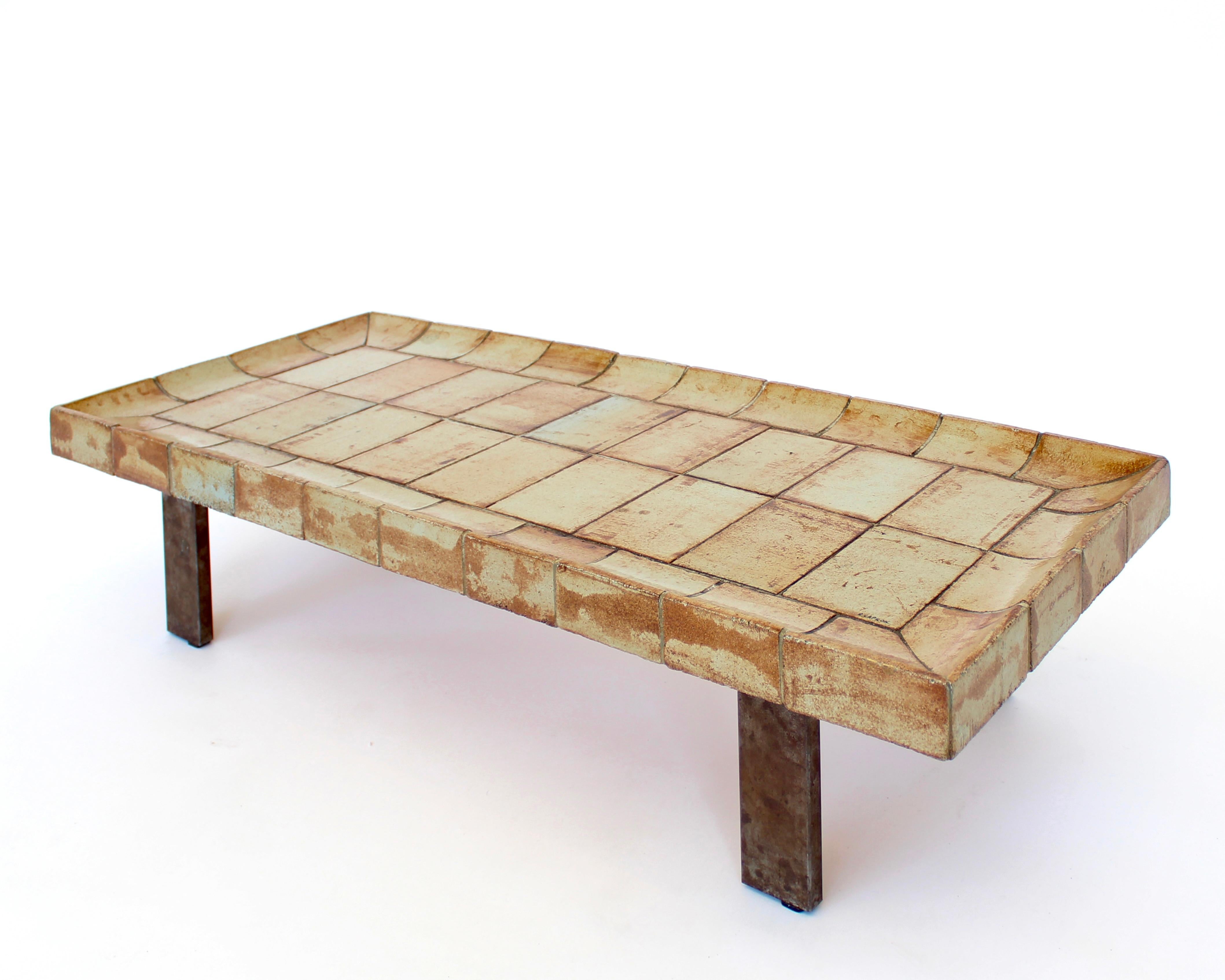 Mid-Century Modern Roger Capron French Ceramic Tile Coffee Table Model Cuvette Vallauris