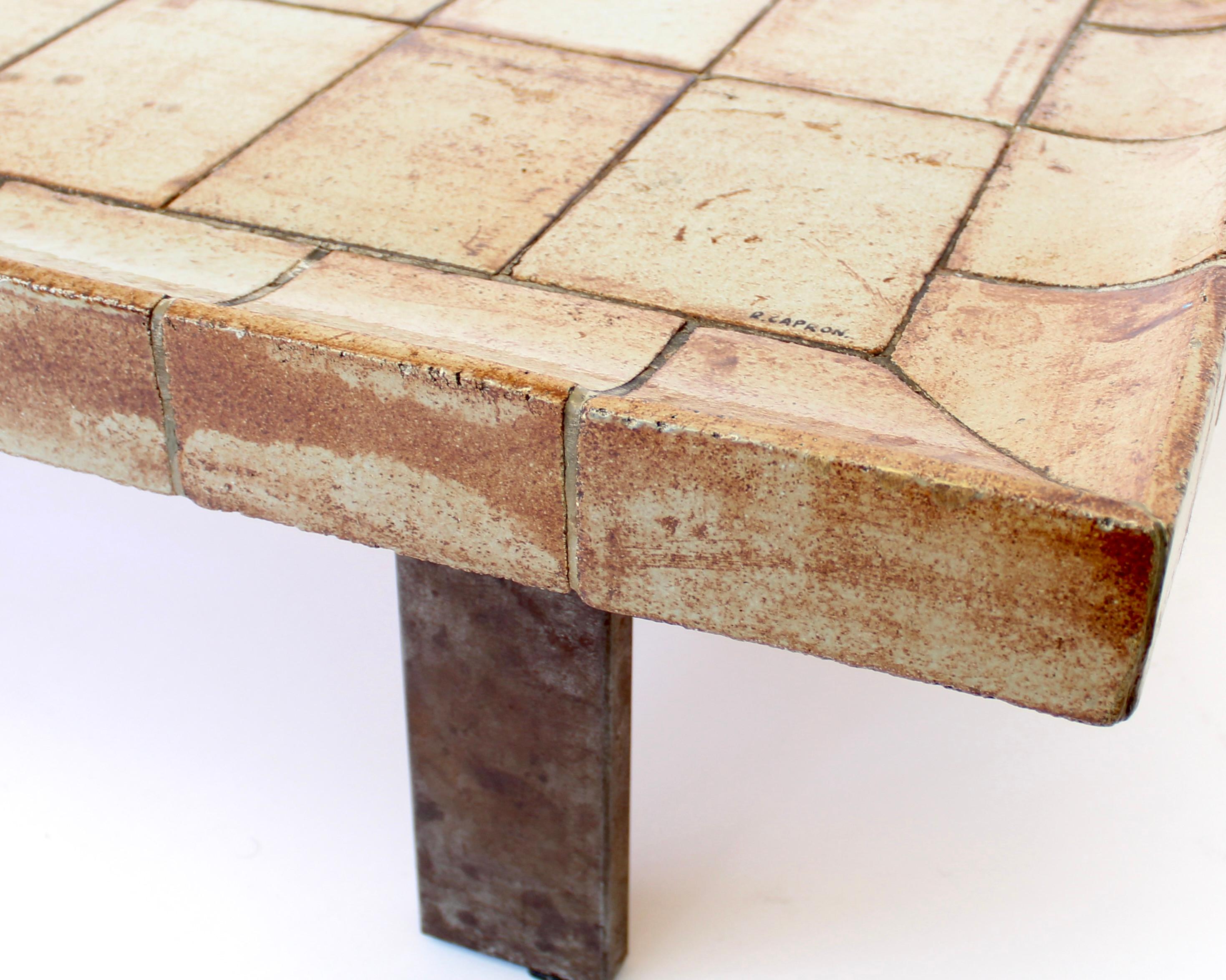 Roger Capron French Ceramic Tile Coffee Table Model Cuvette Vallauris 1