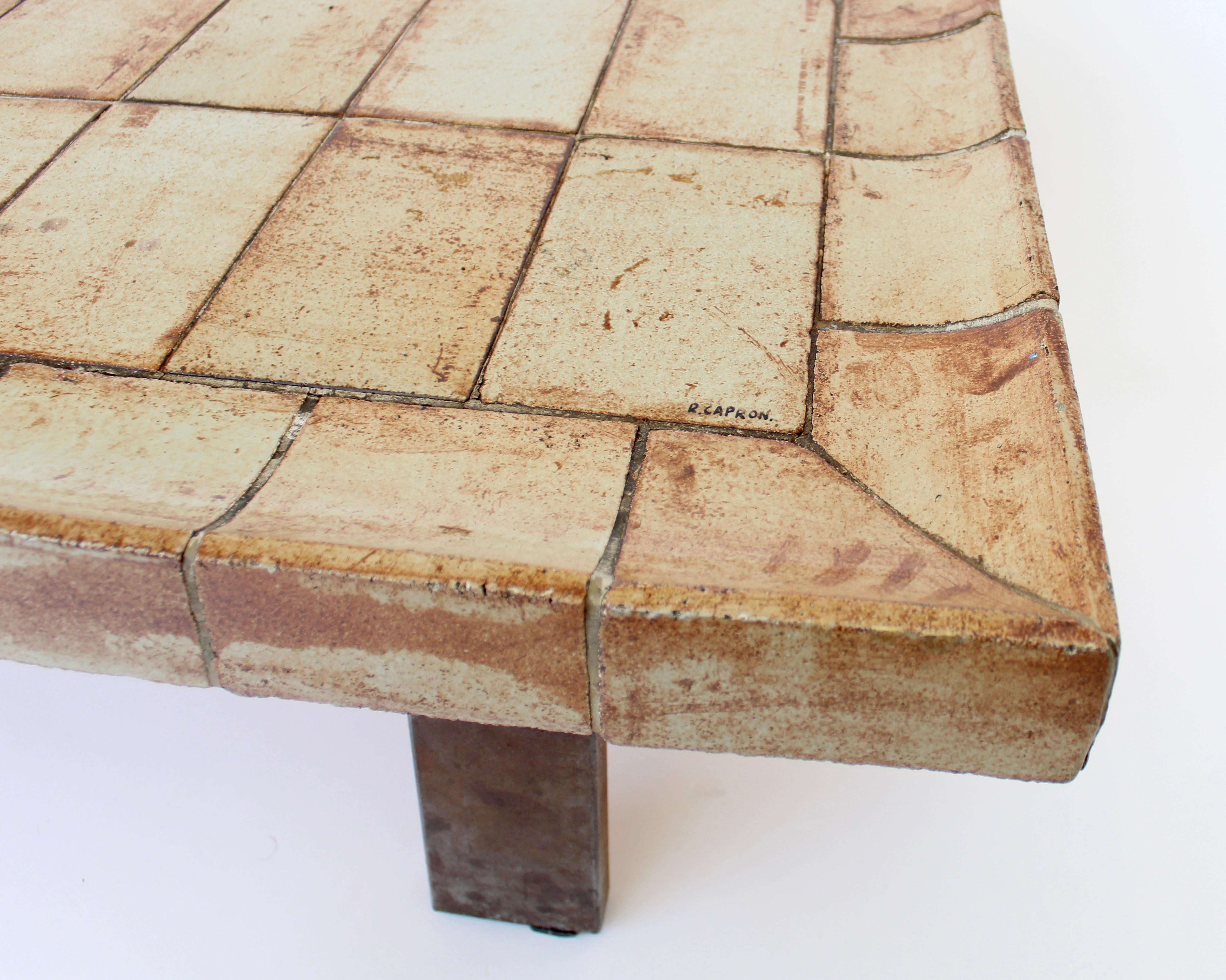 Roger Capron French Ceramic Tile Coffee Table Model Cuvette Vallauris 2