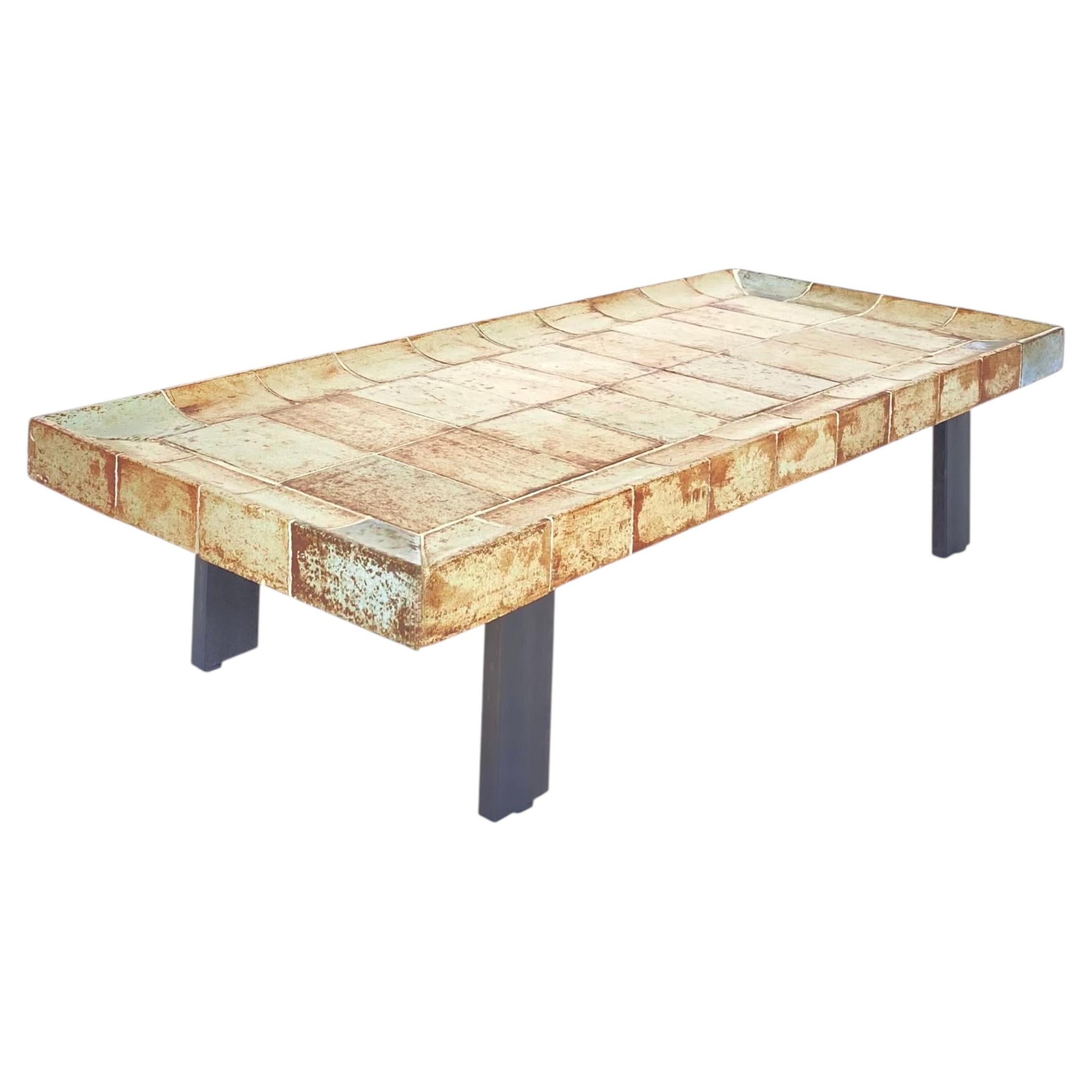 Roger Capron French Ceramic Tile Coffee Table Model Cuvette Vallauris