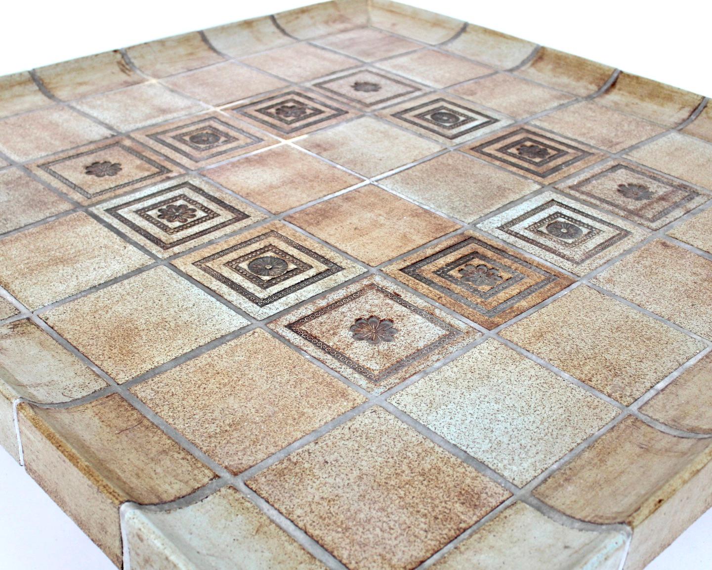 Roger Capron French Ceramic Tile Coffee Table Model Double Cuvette Vallauris For Sale 4