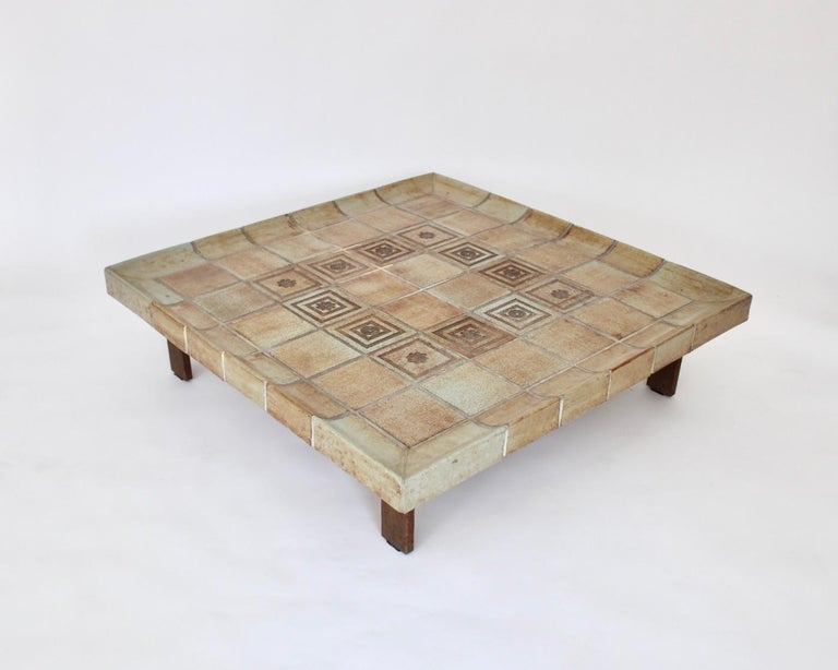 Roger Capron French Ceramic Tile Coffee Table Model Double Cuvette  Vallauris For Sale at 1stDibs | tiled coffee table