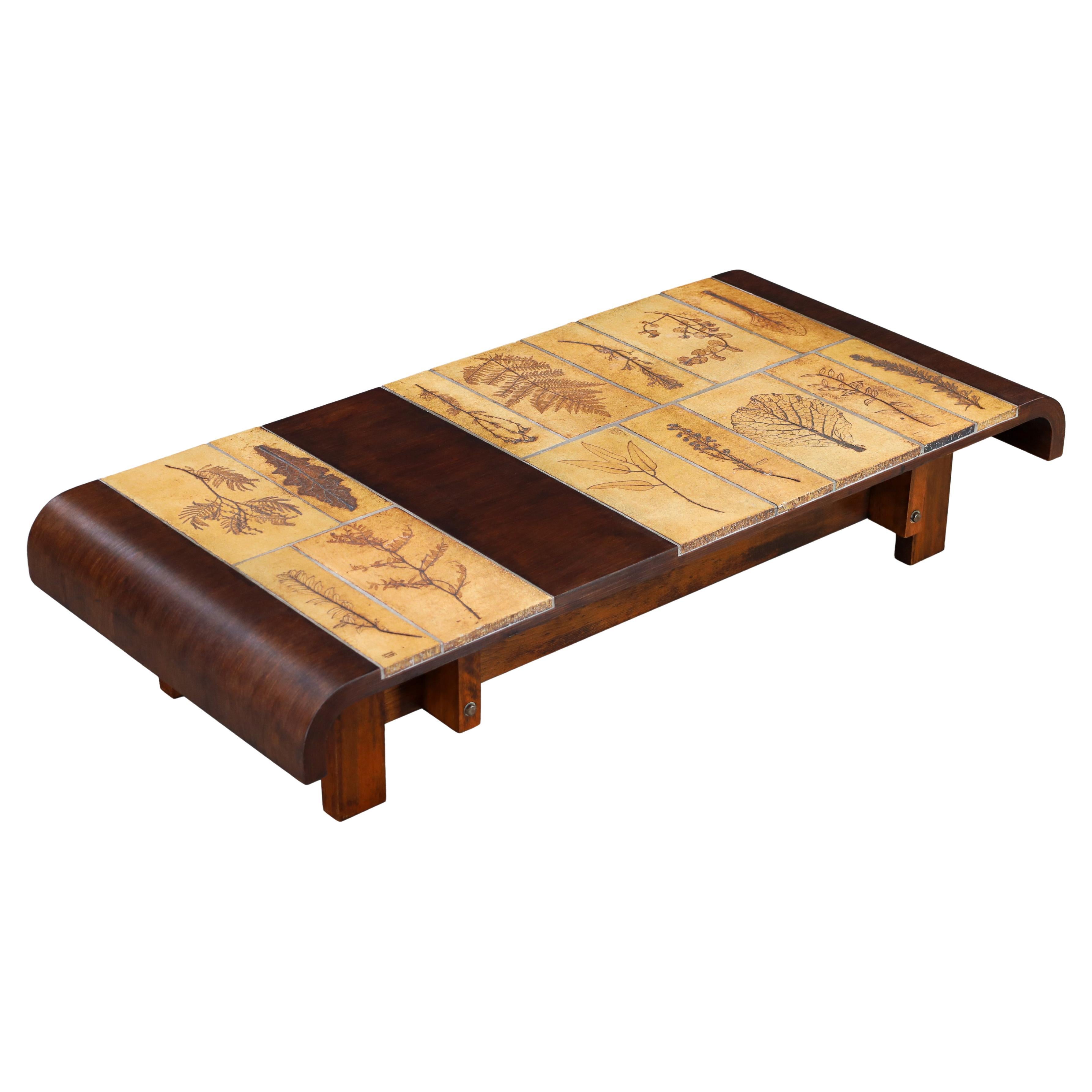Roger Capron “Garrigue” Ceramic 
Bent Beechwood Coffee Table, France, 1960s en venta