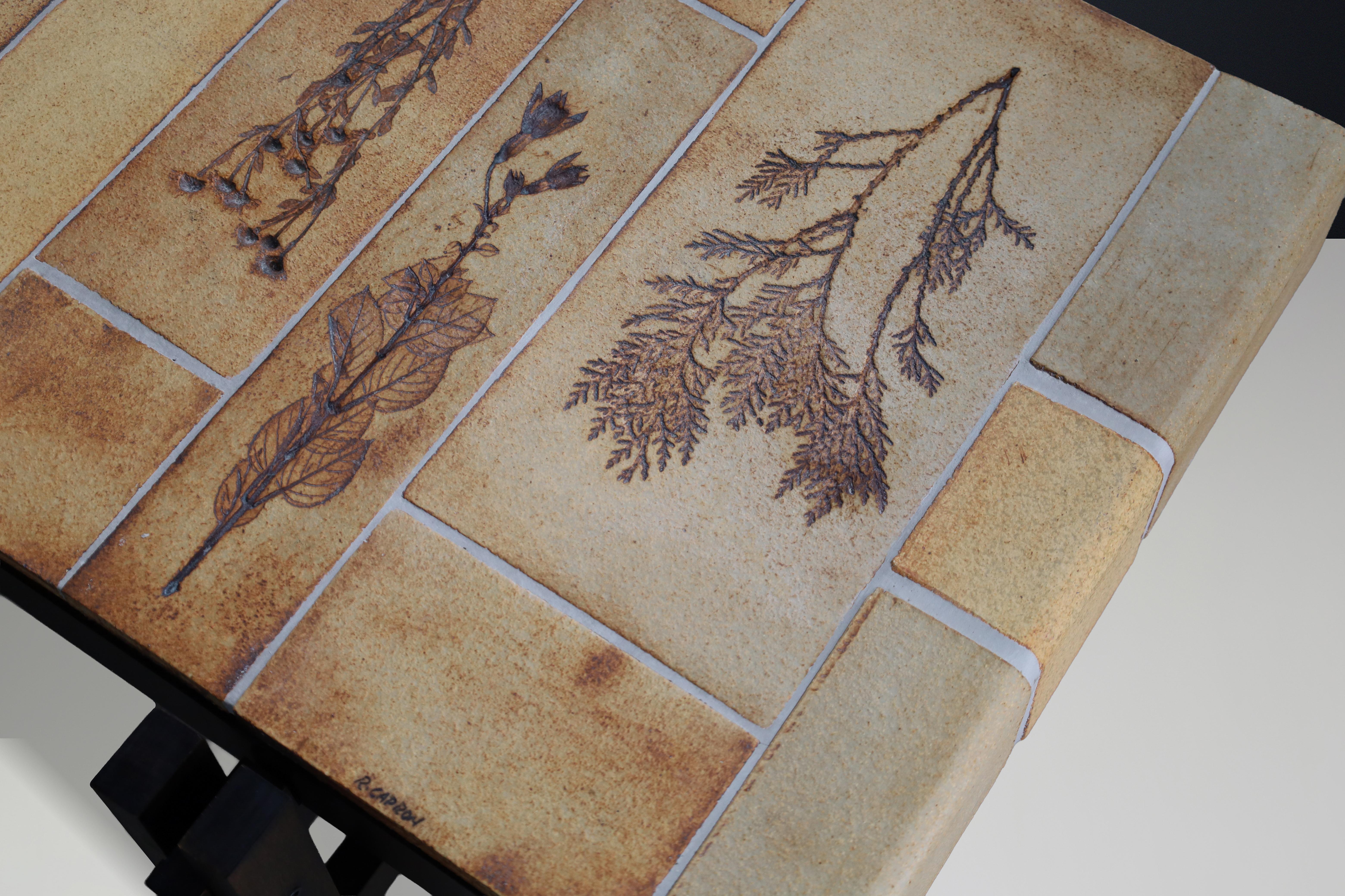 Roger Capron “Garrigue” Ceramic Tile Coffee Table, France, 1960s en venta 9