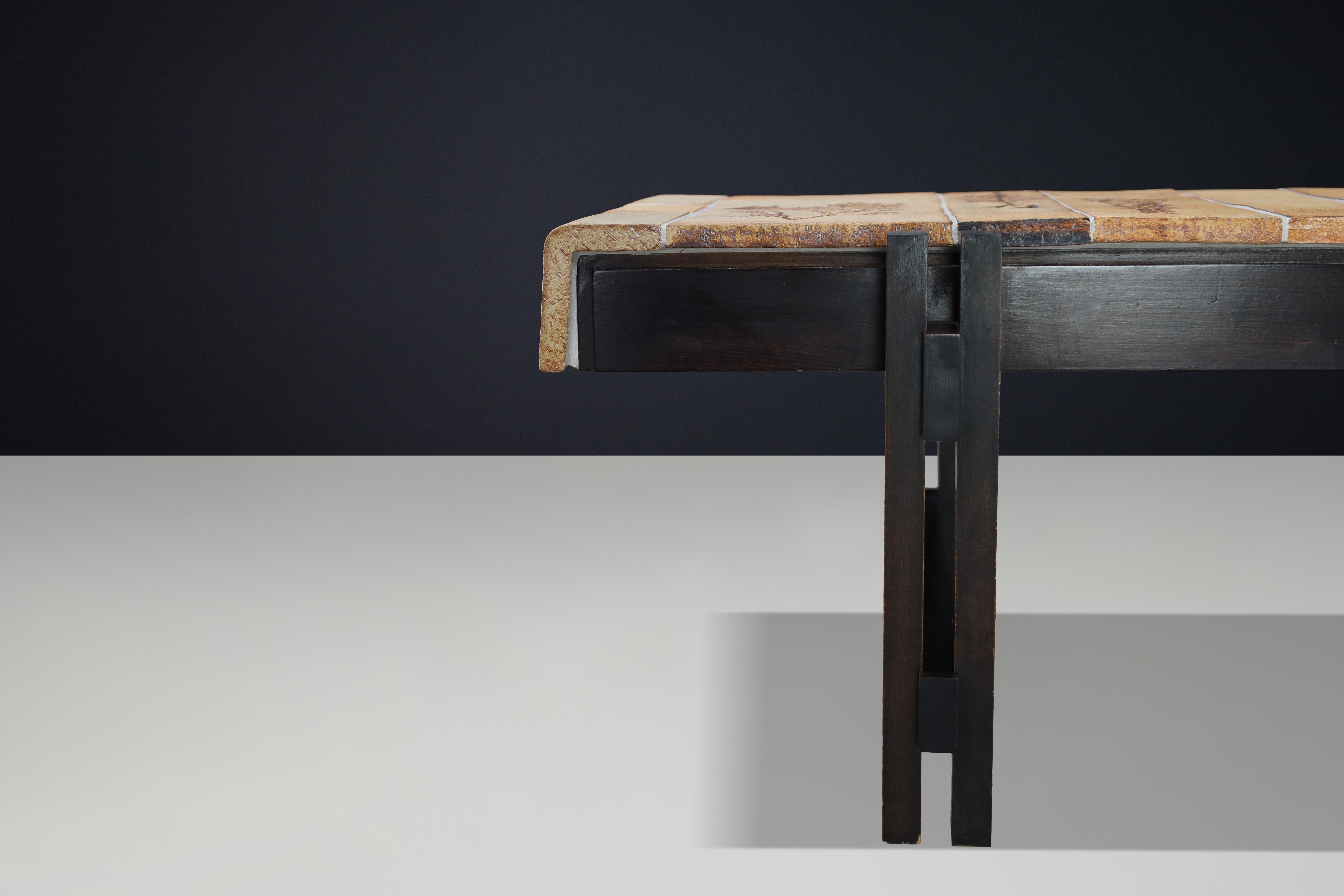 Roger Capron “Garrigue” Ceramic Tile Coffee Table, France, 1960s en venta 10
