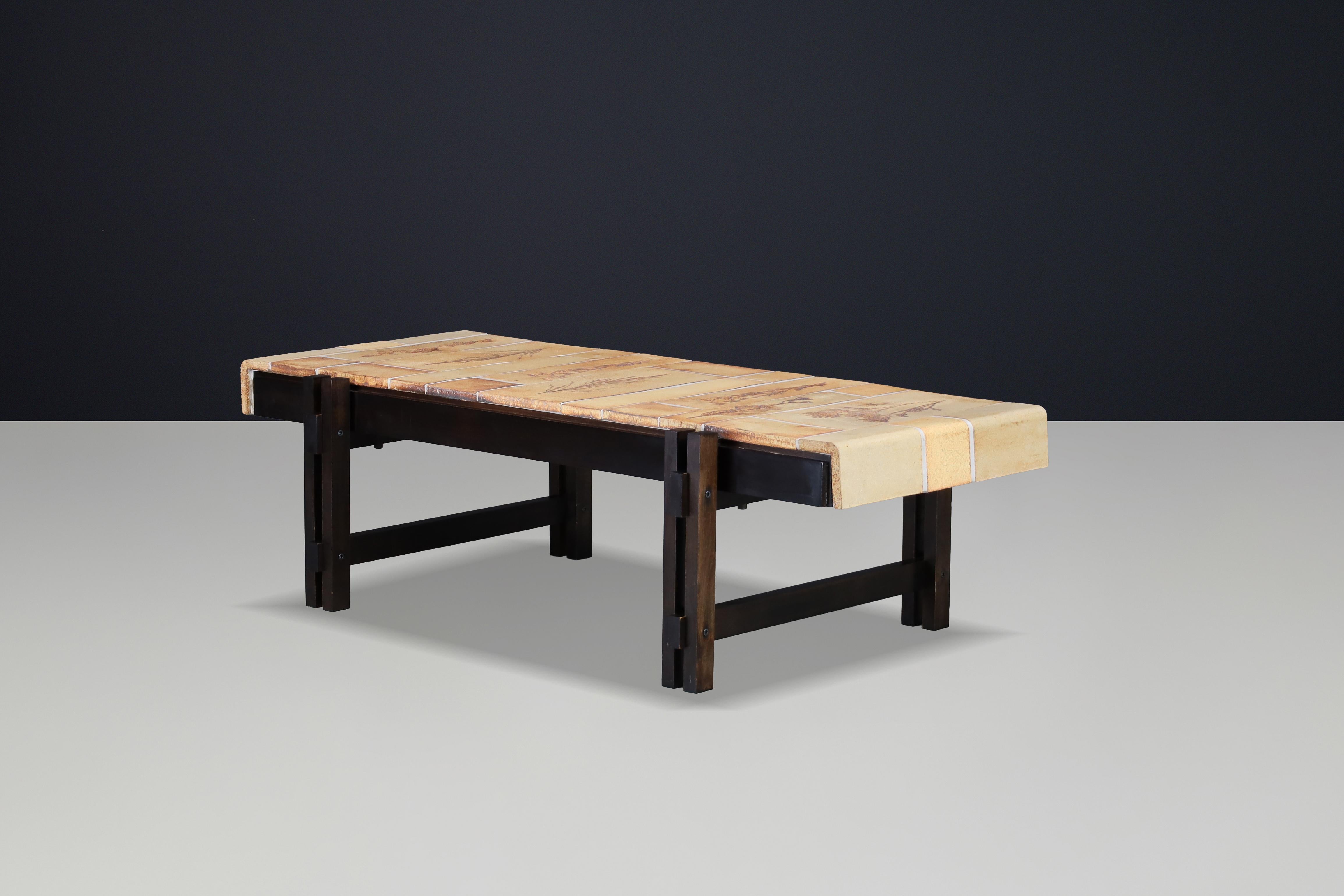 Roger Capron “Garrigue” Ceramic Tile Coffee Table, France, 1960s Francés en venta