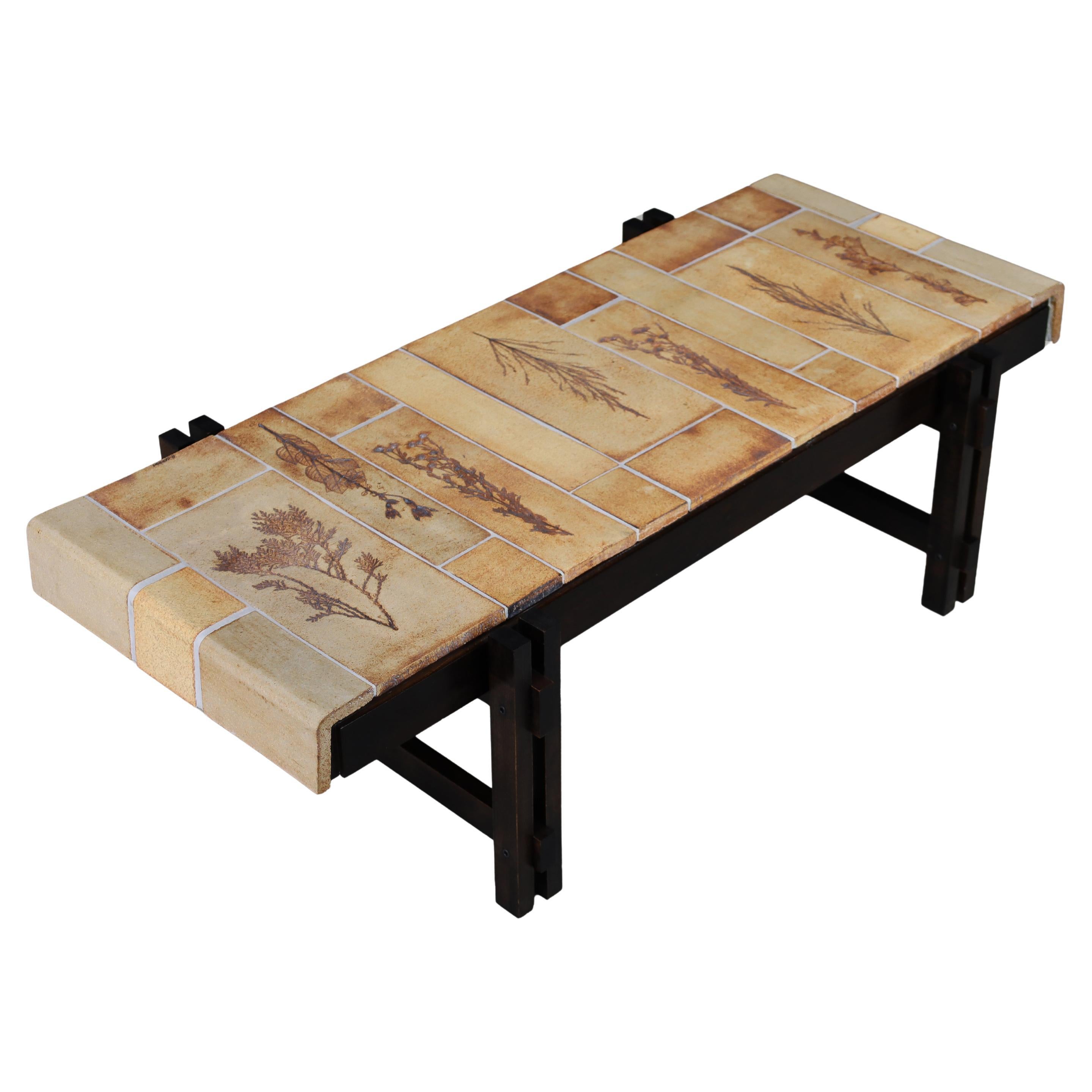 Roger Capron “Garrigue” Ceramic Tile Coffee Table, France, 1960s en venta