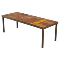 Roger Capron Garrigue Coffee Table, Ceramic Top, Metal Frame, 1960s