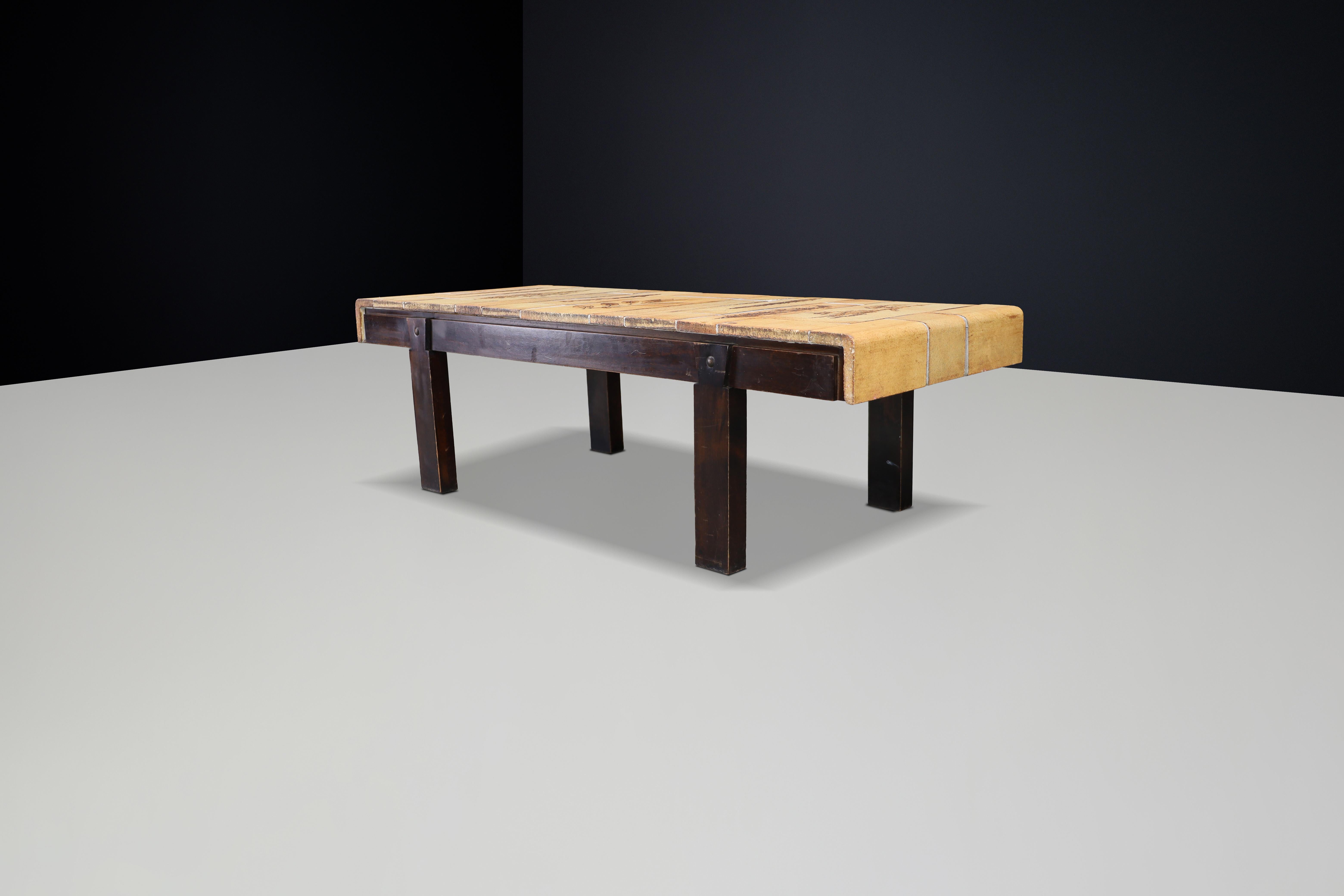 Roger Capron “Garrigue” Coffee Table with Botanical Tiles, France, 1960s For Sale 4