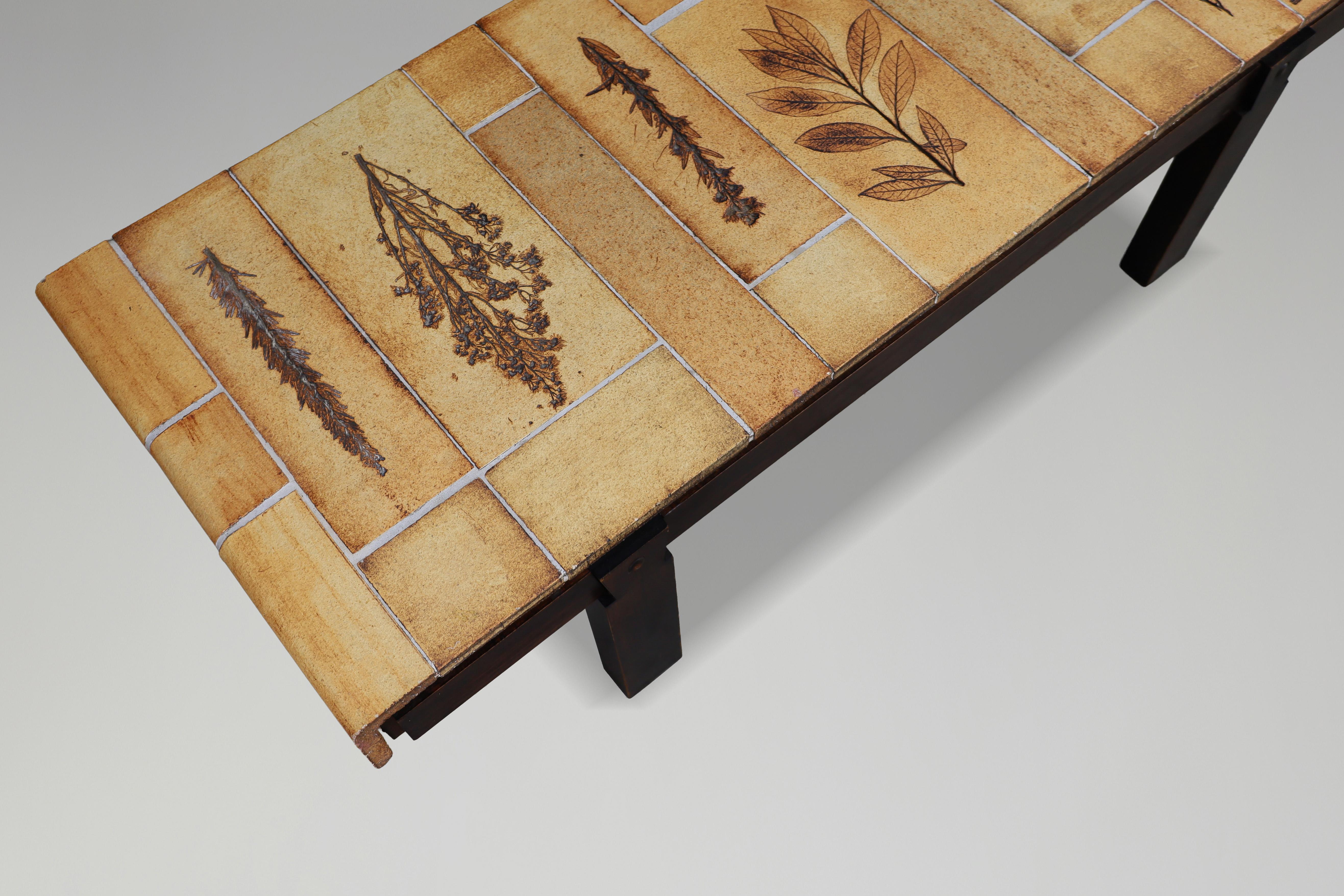 Roger Capron “Garrigue” Coffee Table with Botanical Tiles, France, 1960s For Sale 13