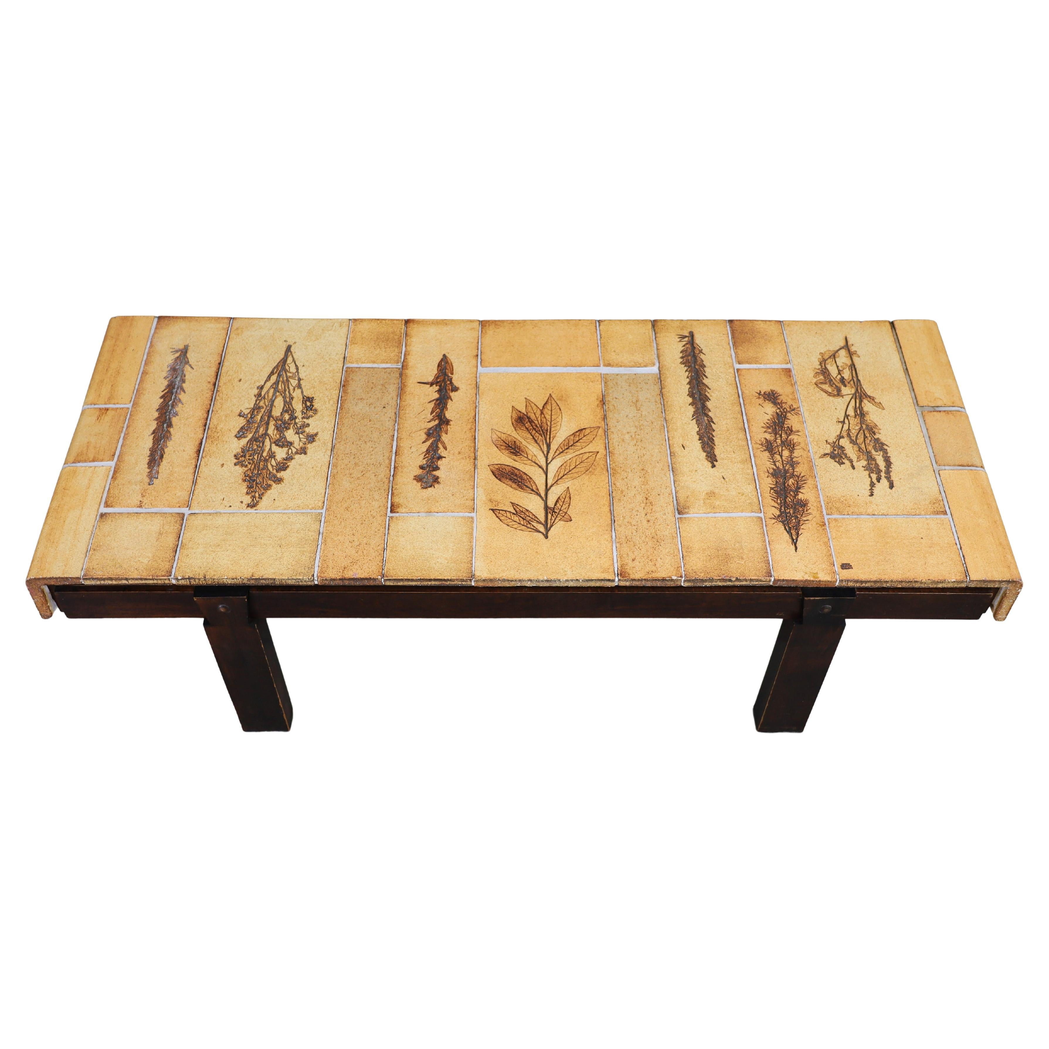 Roger Capron “Garrigue” Coffee Table with Botanical Tiles, France, 1960s
