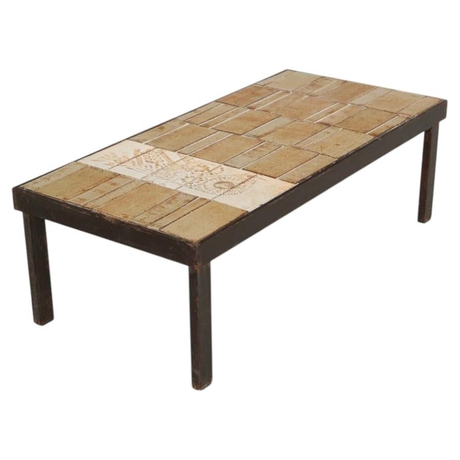 Roger Capron Garrigue Coffee Table with Textured Tile, Vallauris c. 1960's