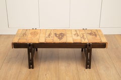 Roger Capron “Garrigue” Rectangular Coffee Table, Ceramic Tile Top, France 1970