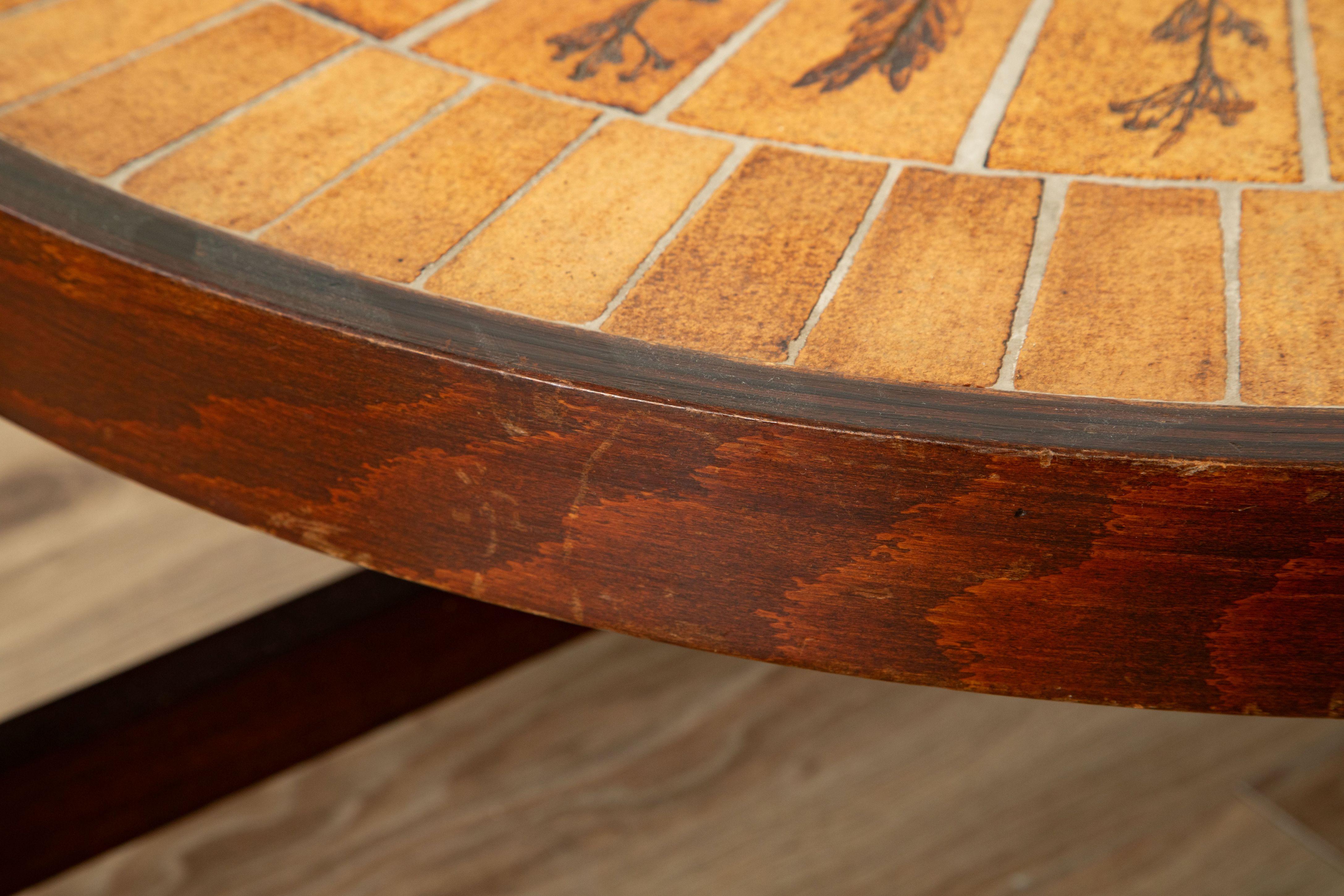 Roger Capron “Garrigue” Round Coffee Table, Ceramic Tile Top, France 1970 For Sale 3