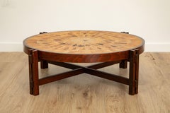 Tavolino rotondo Roger Capron "Garrigue", piano in ceramica, Francia 1970