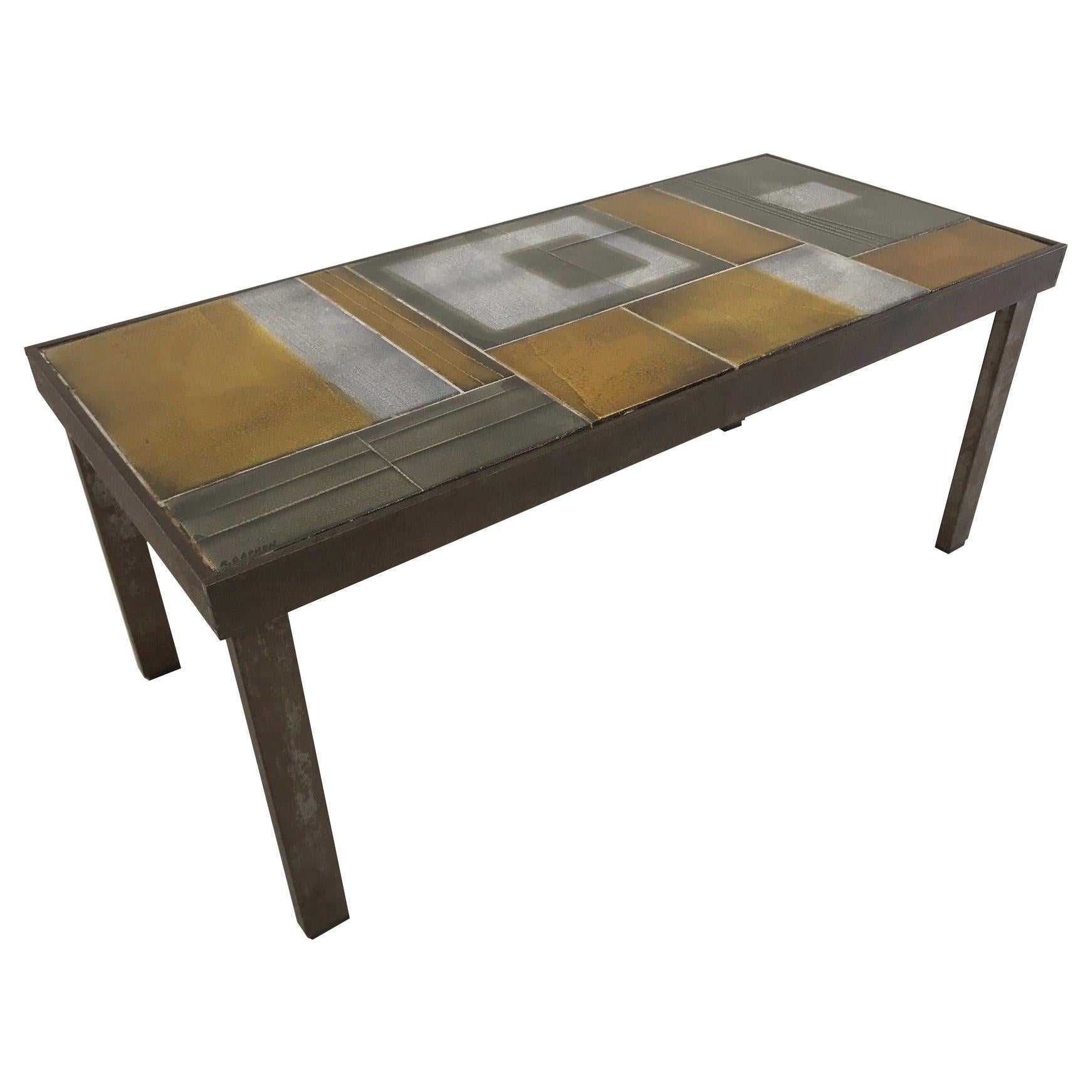 Roger Capron, Glazed Lava Tile Coffee Table, 1962