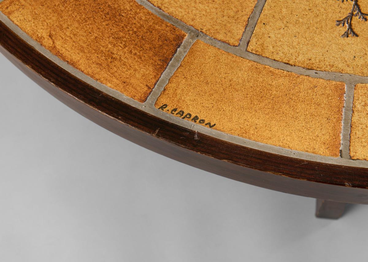 French Roger Capron, Grès des Garrigues, Ceramic Top Oval Coffee Table, France, 1960s