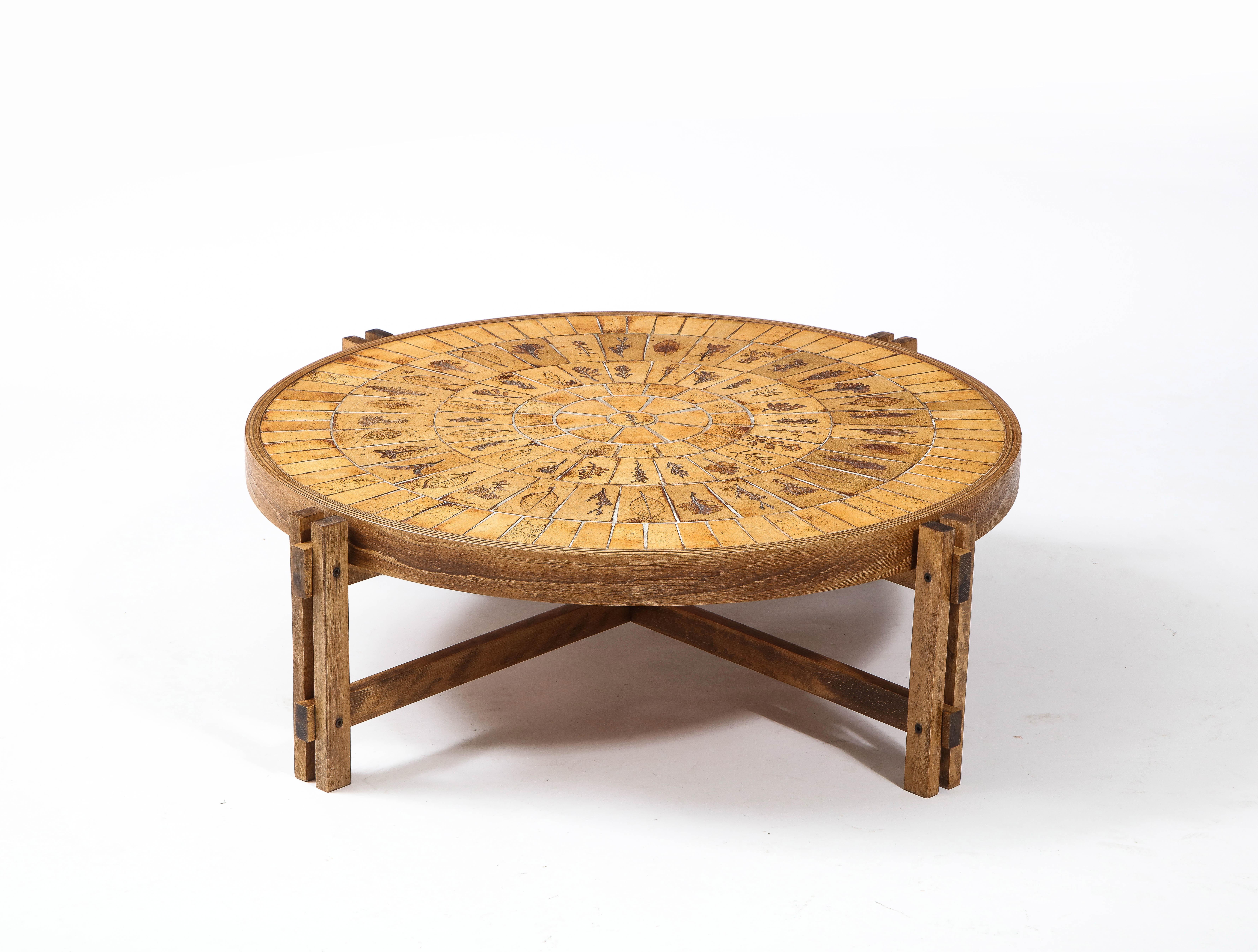 Capron Herbier table in beechwood, the finish is unusual as it is light instead of dark stained as is more commonly seen.