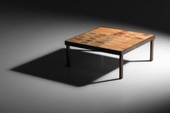 Table basse carrée en céramique "Herbier" de Roger Capron, Vallauris, 1960s