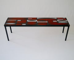 Roger Capron, Iconic "Navettes" Low Table in Red, France, circa 1960