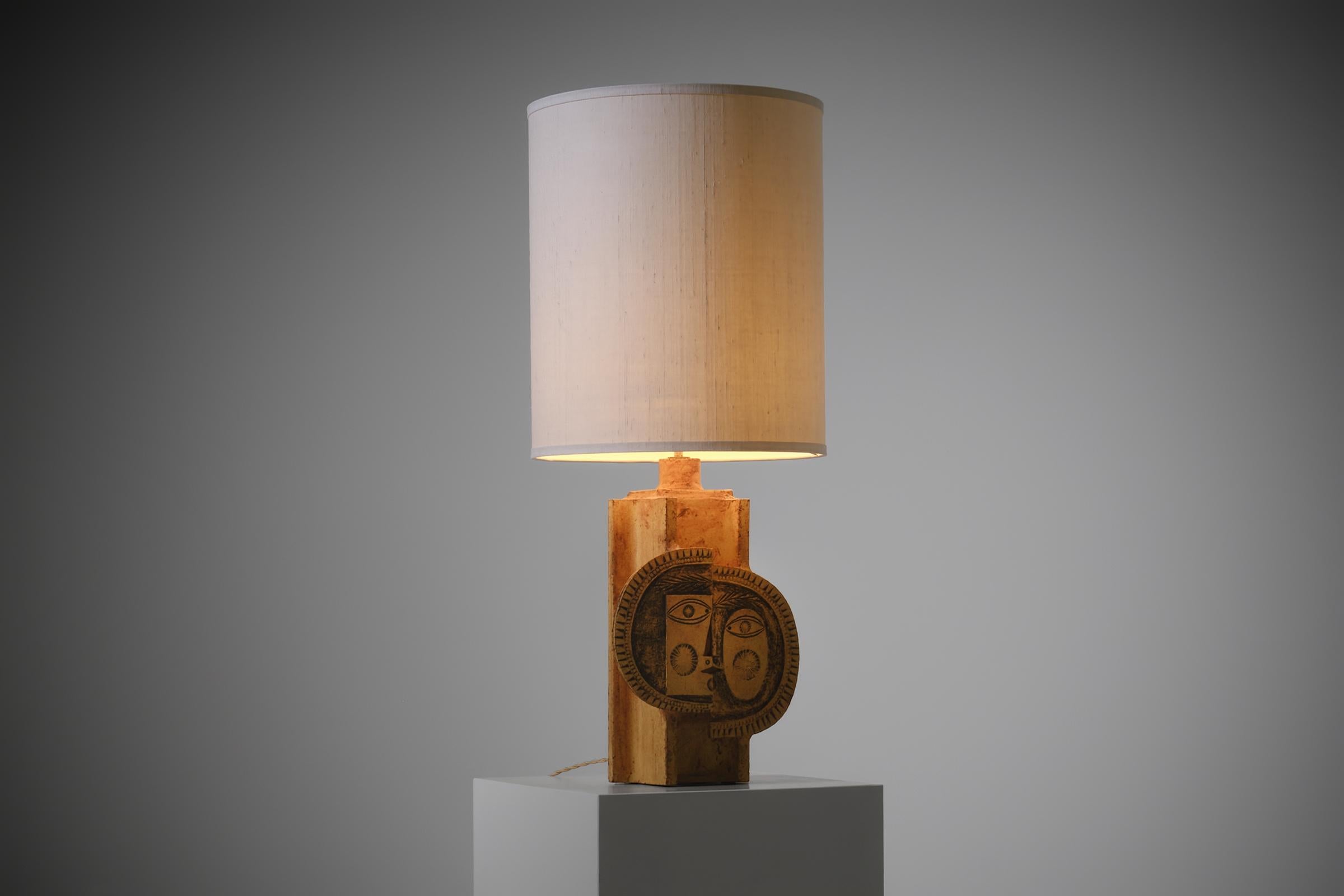 Late 20th Century Roger Capron & Jean Derval Ceramic Table Lamp, France, 1970