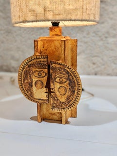 Roger Capron & Jean Derval: "Moon and Sun" Ceramic Lamp
