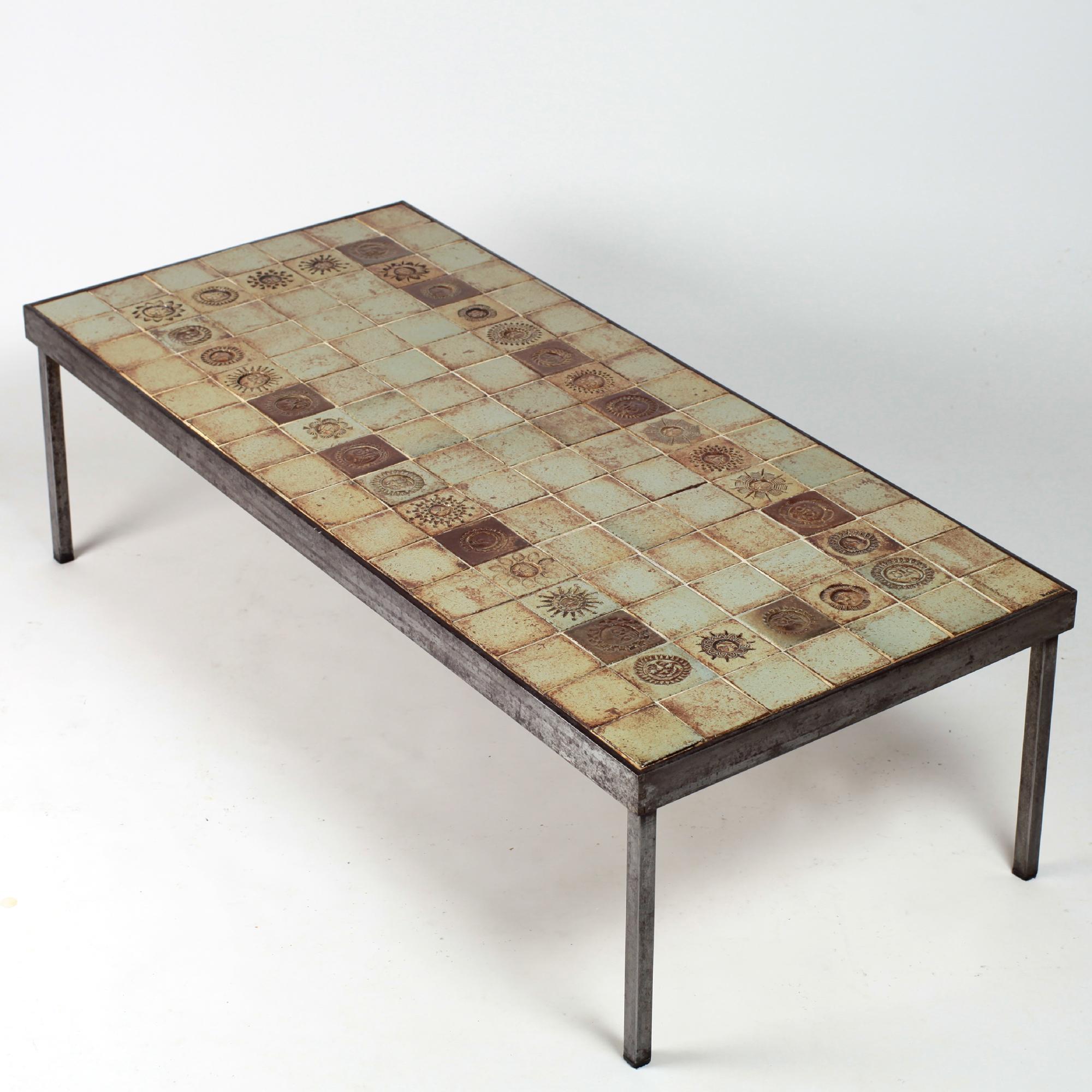 Mid-Century Modern Roger Capron Large Ceramic Coffee Table France Vallauris, 1960