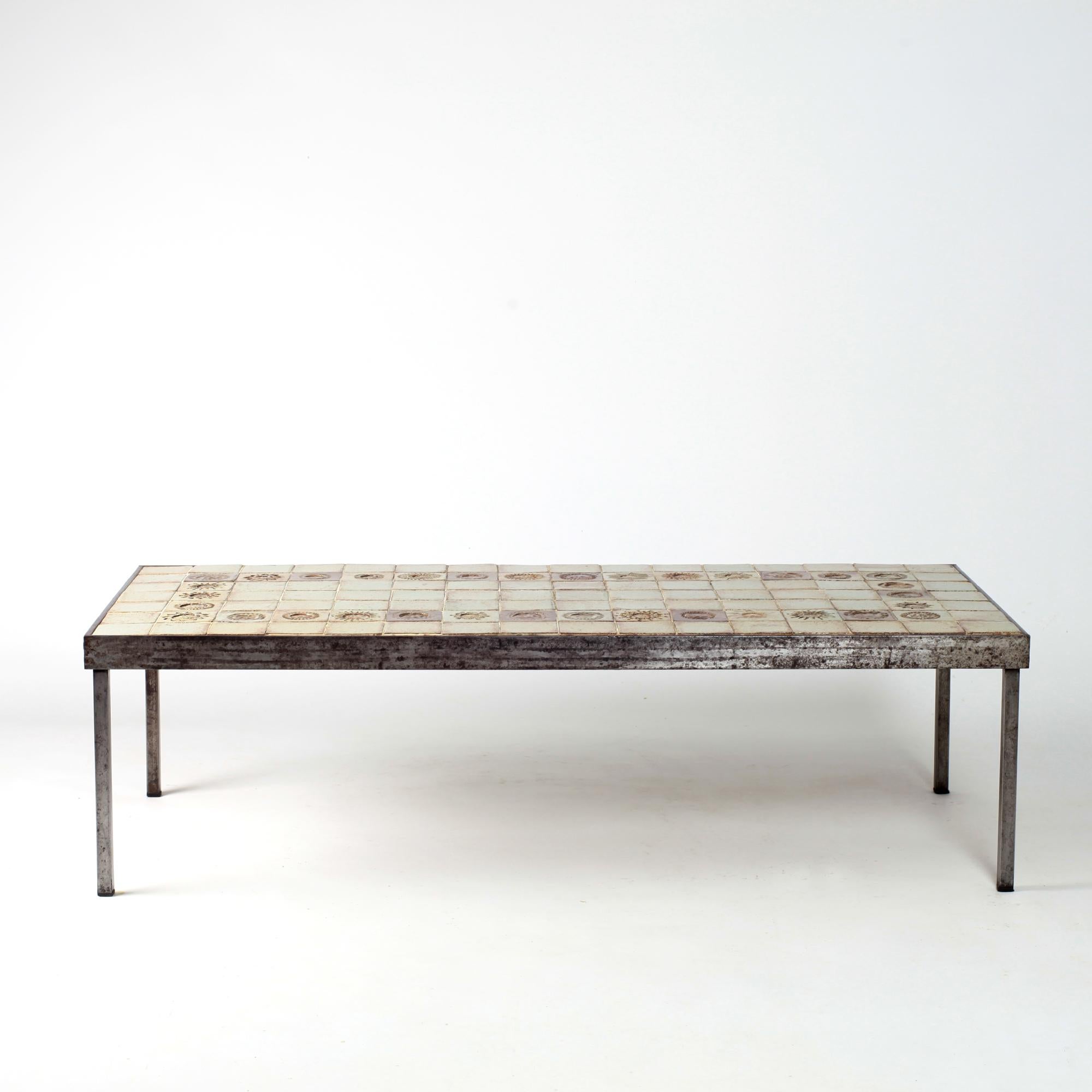 French Roger Capron Large Ceramic Coffee Table France Vallauris, 1960