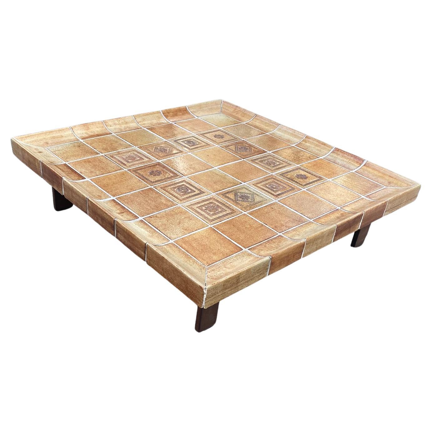 Roger Capron, Large Ceramic Coffee Table, Model "Cuvette" Vallauris, 1960 For Sale