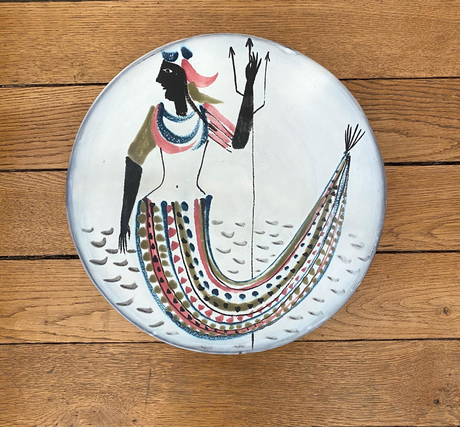 Roger Capron (1922-2006)
Unusual ceramic dish (diameter 30 cm) with mythological character 