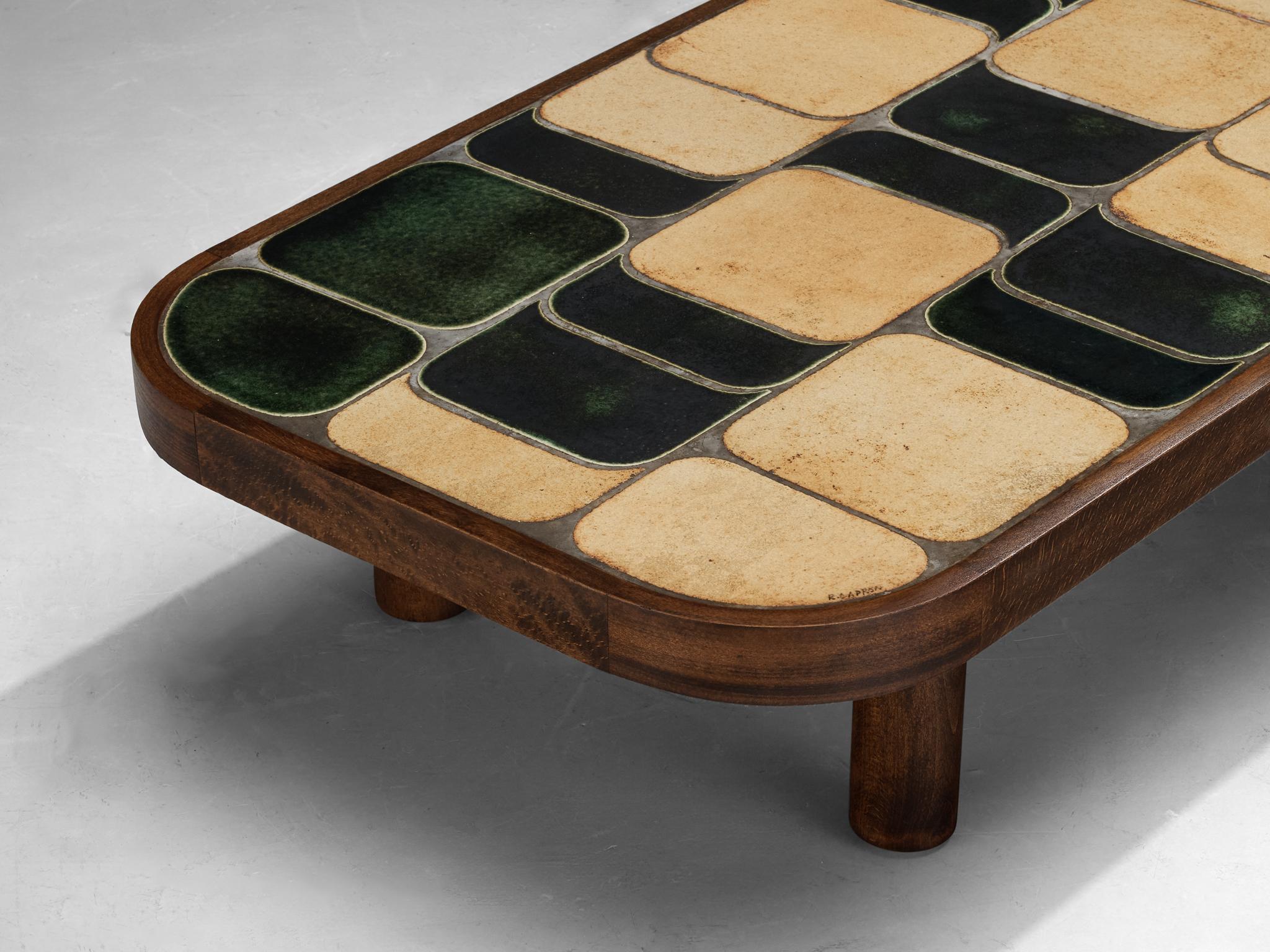 French Roger Capron Large ‘Shogun’ Coffee Table in Ceramic and Wood