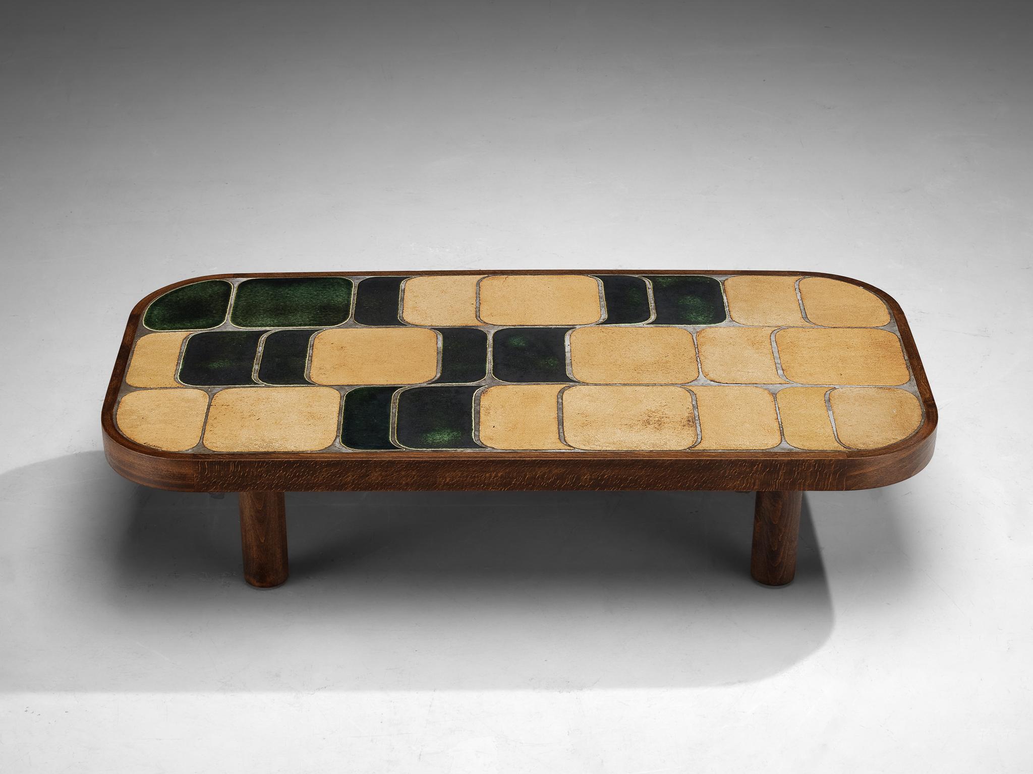 Roger Capron Large ‘Shogun’ Coffee Table in Ceramic and Wood In Good Condition In Waalwijk, NL