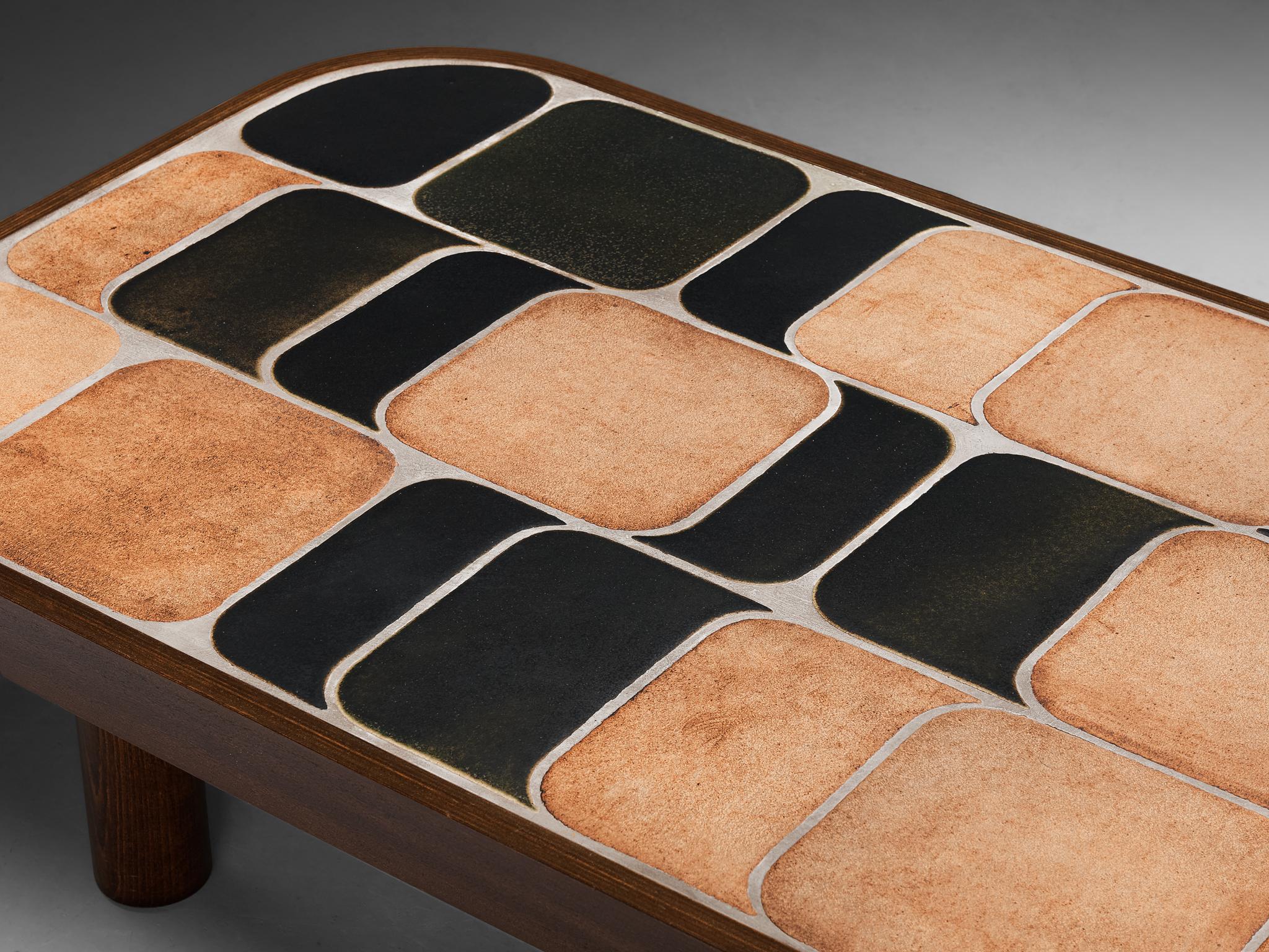 Roger Capron Large ‘Sou-Chong’ Coffee Table in Ceramic and Wood For Sale 2