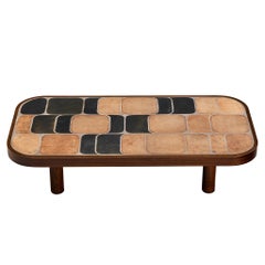 Roger Capron Large ‘Sou-Chong’ Coffee Table in Ceramic and Wood