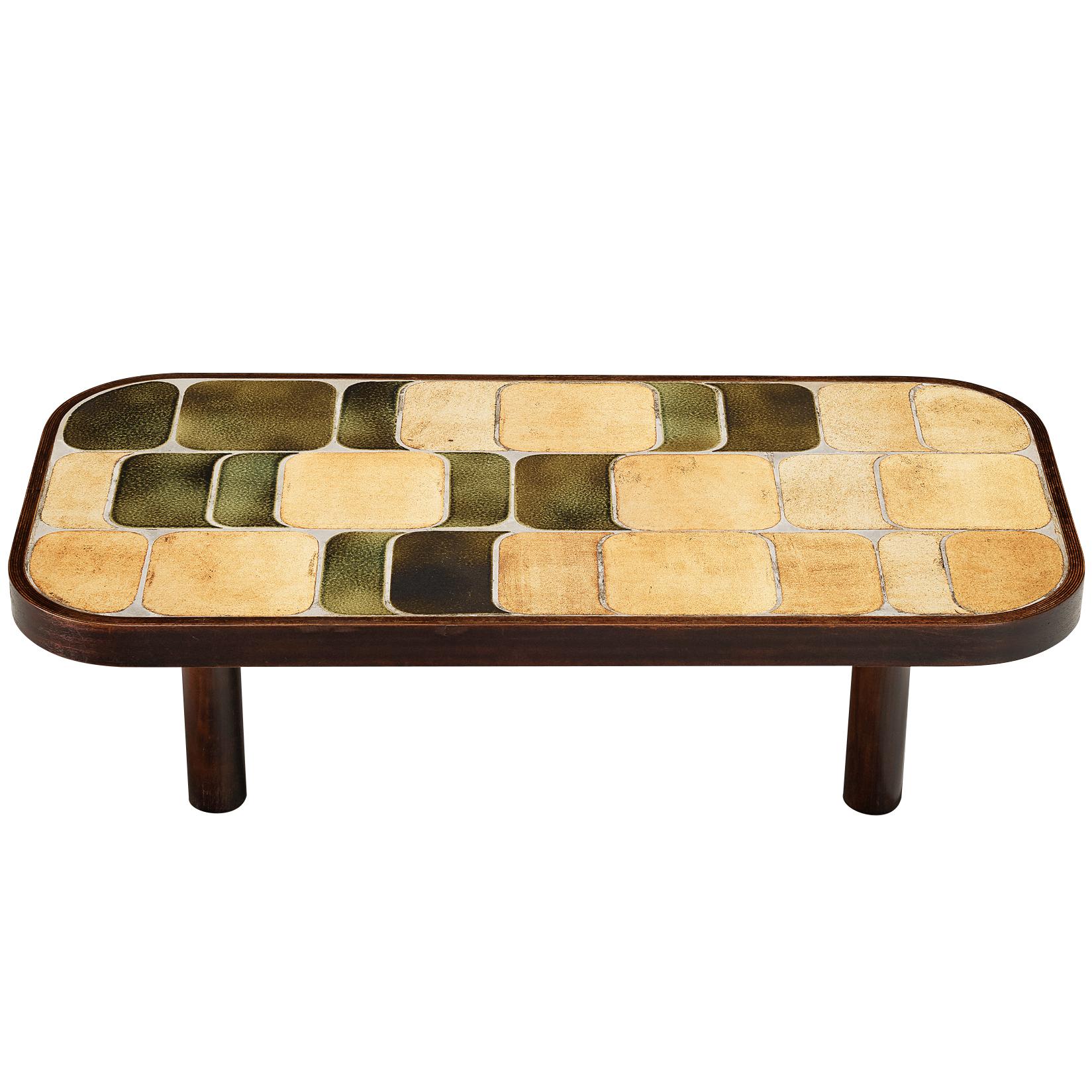 Roger Capron Large ‘Sou-Chong’ Coffee Table in Ceramic and Wood