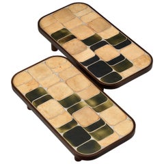 Roger Capron Grandes tables basses "Sou-Chong" en céramique et Wood